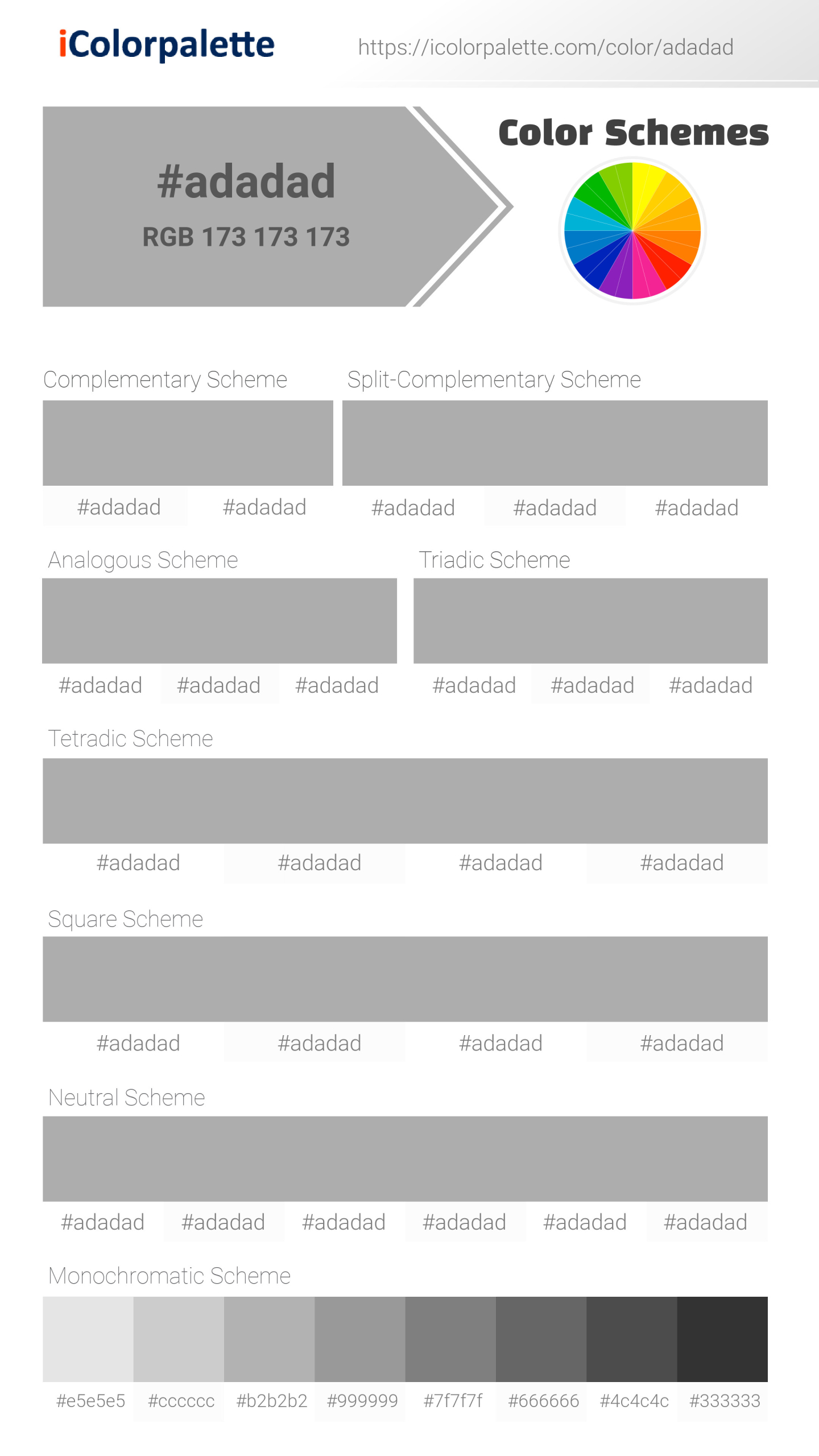 #adadad Color Schemes Image
