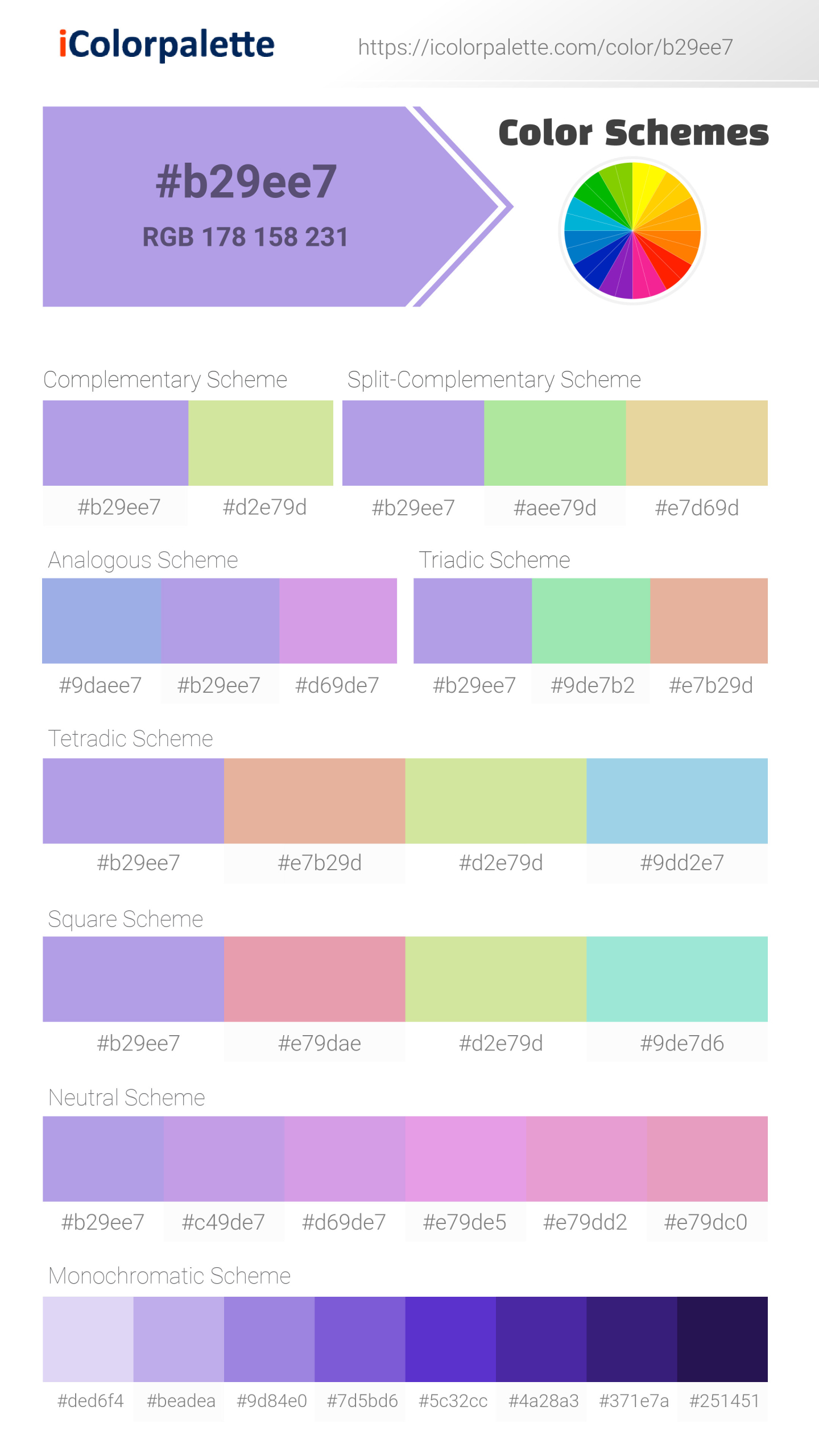 #b29ee7 Color Schemes Image