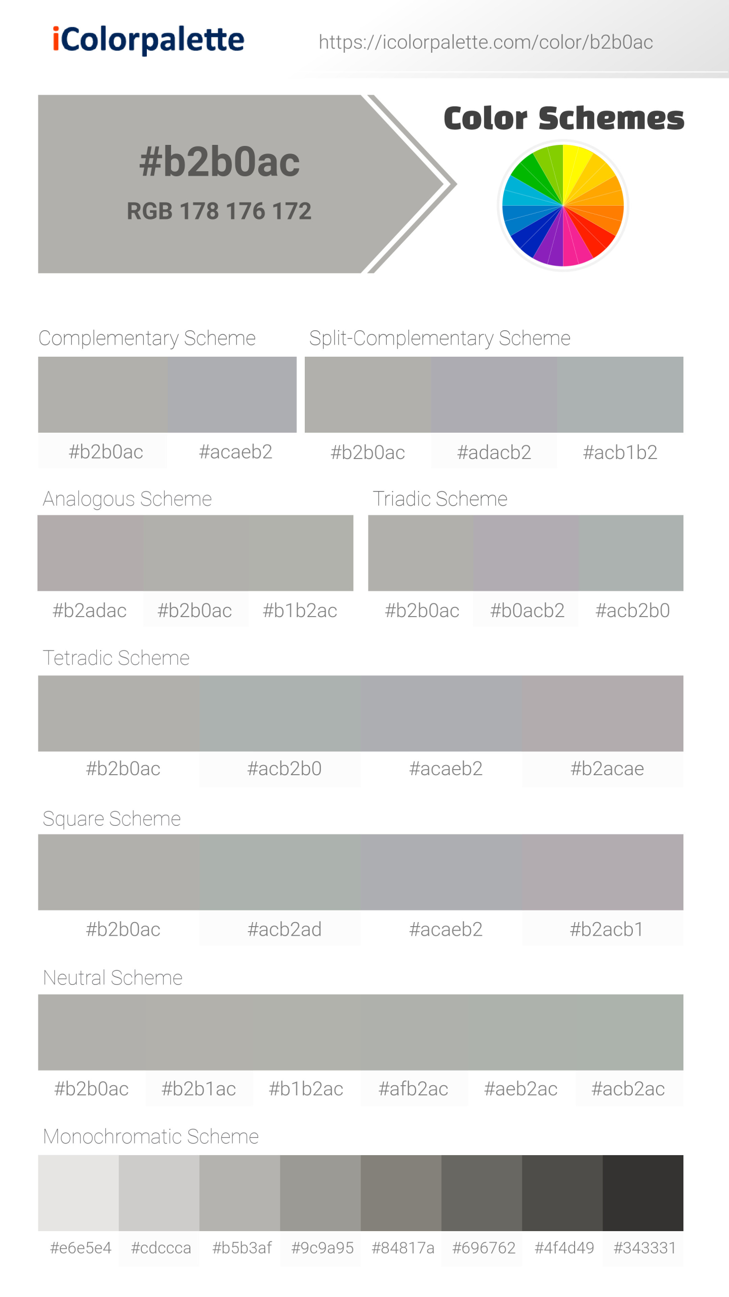 #b2b0ac Color Schemes Image