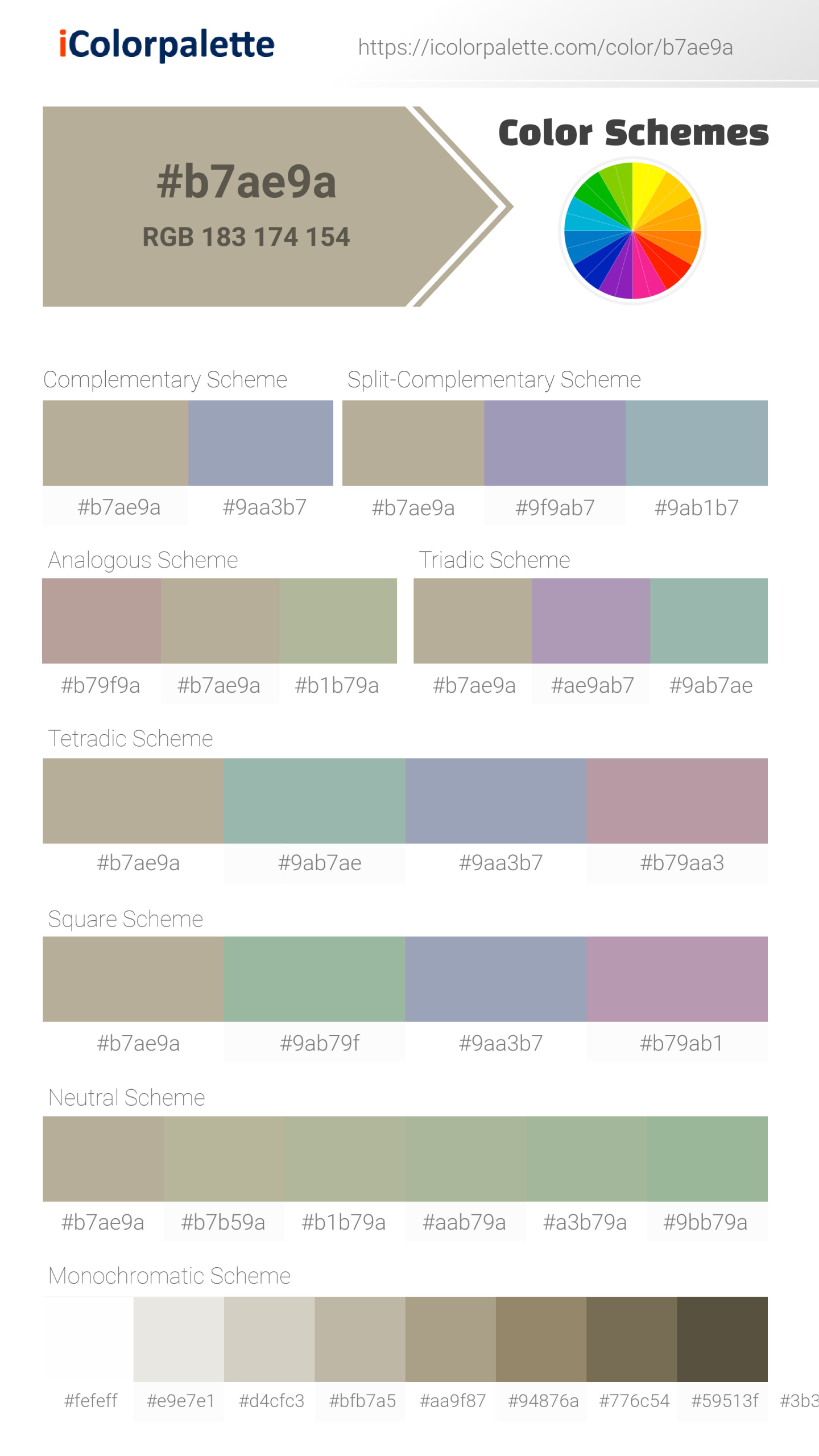 #b7ae9a Color Schemes Image