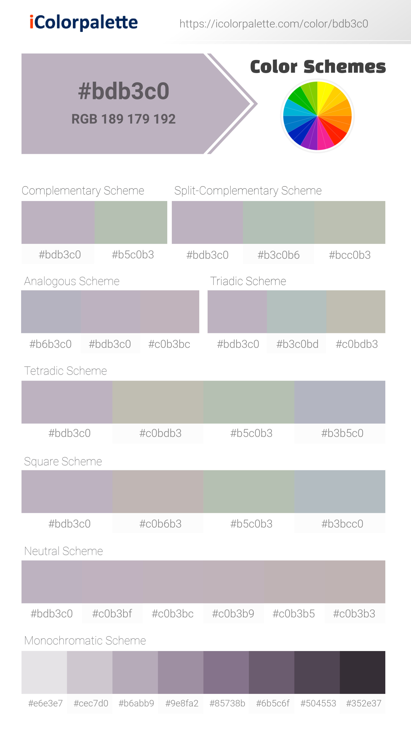 #bdb3c0 Color Schemes Image
