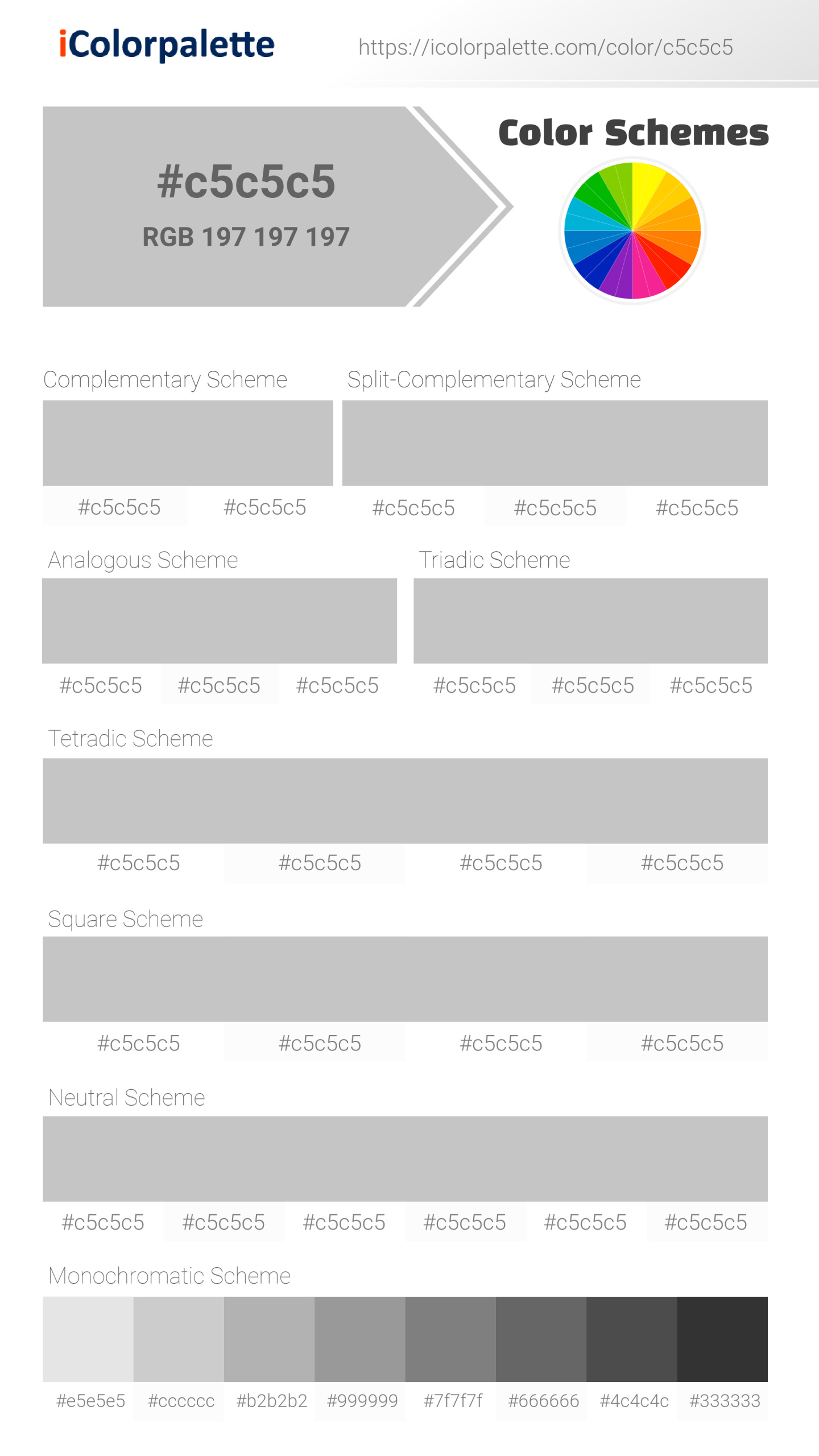 #c5c5c5 Color Schemes Image