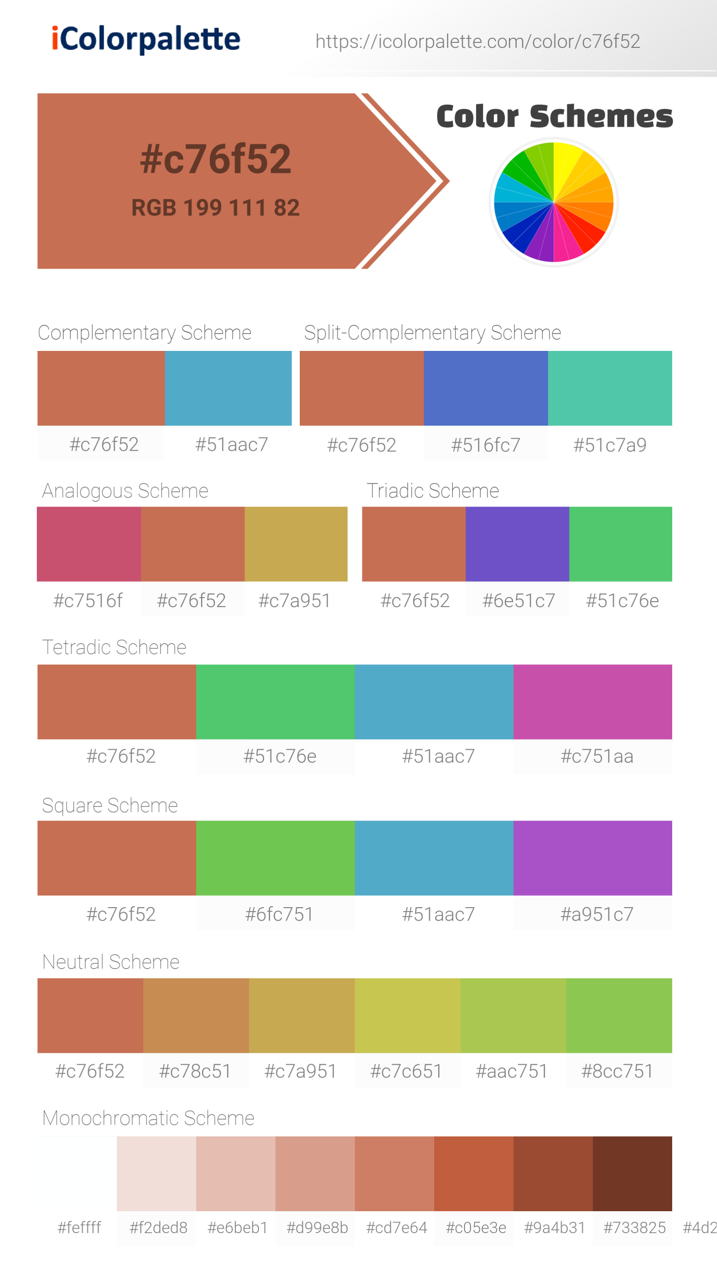 #c76f52 Color Schemes Image