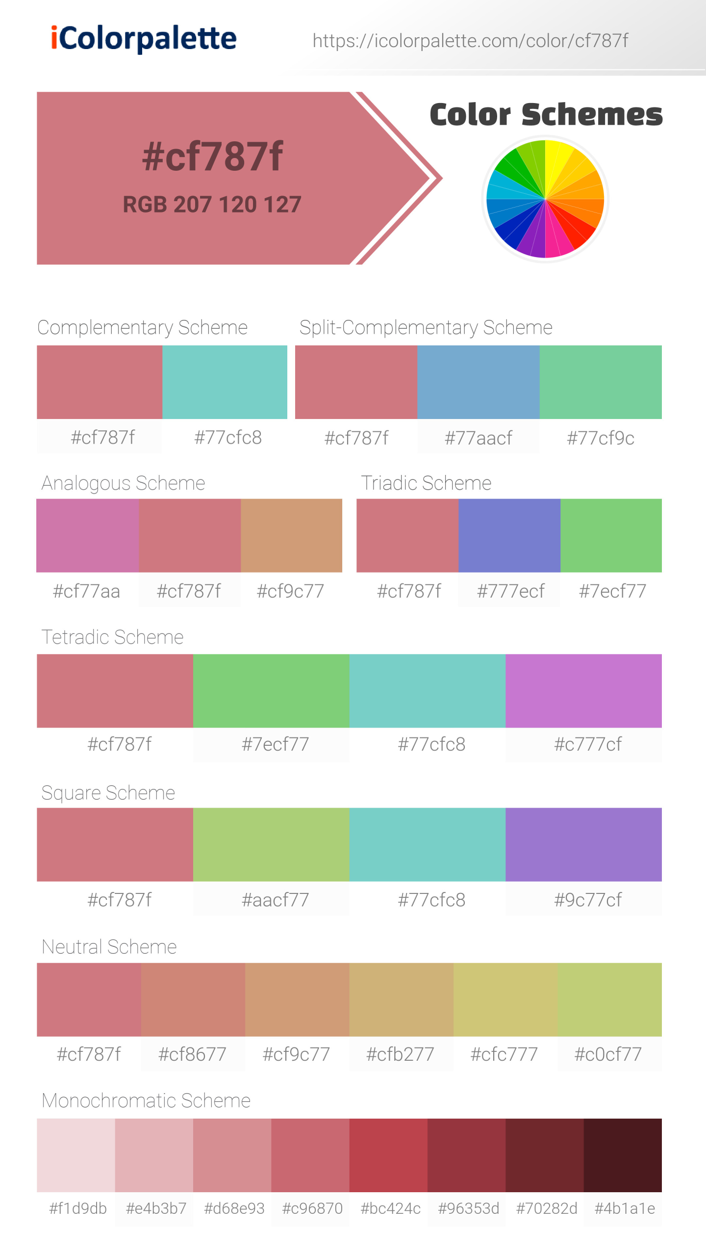 Hex Color Code Cf787f Pantone 2340 Up Color Information Hsl Rgb Pantone