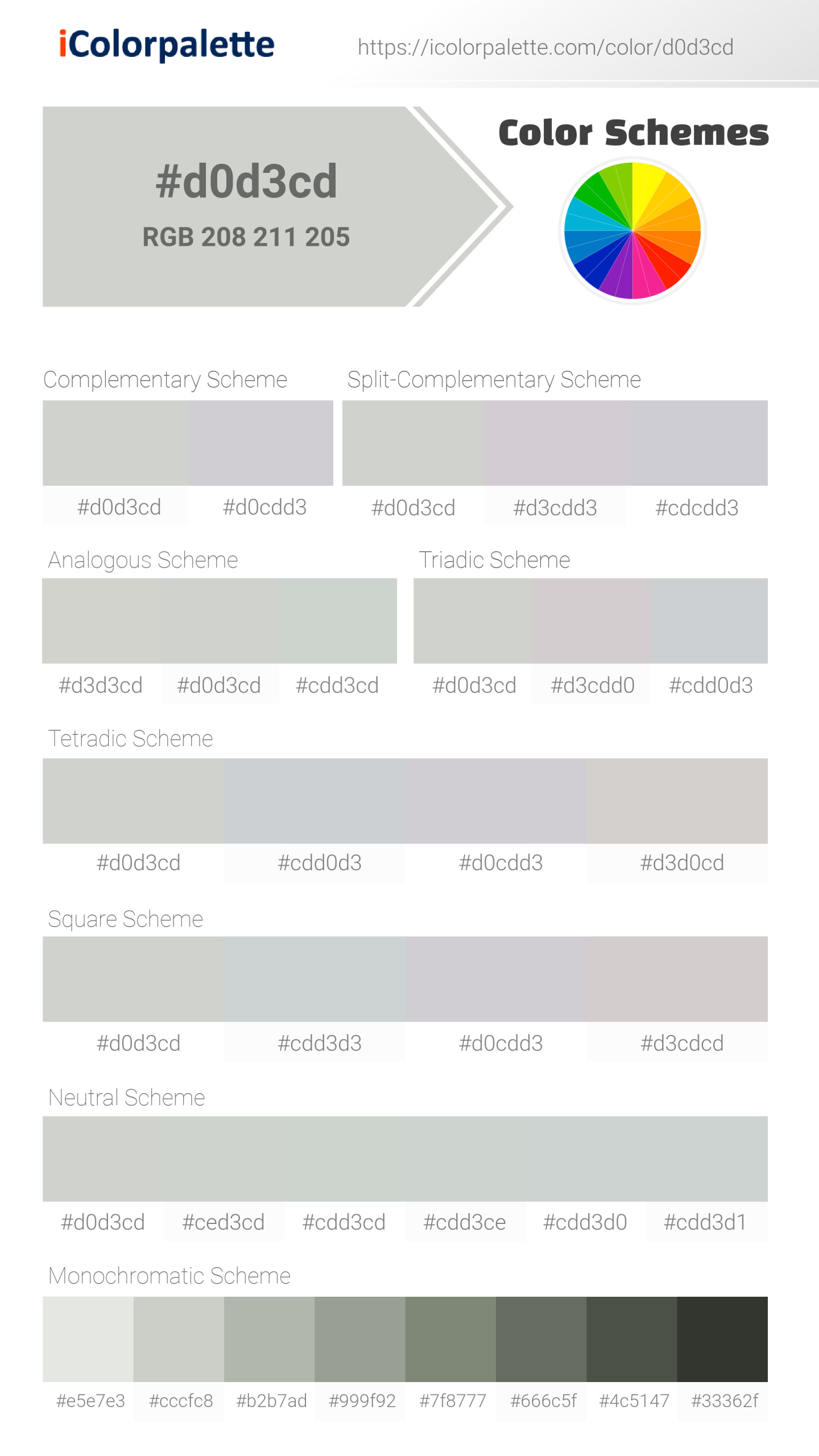 #d0d3cd Color Schemes Image
