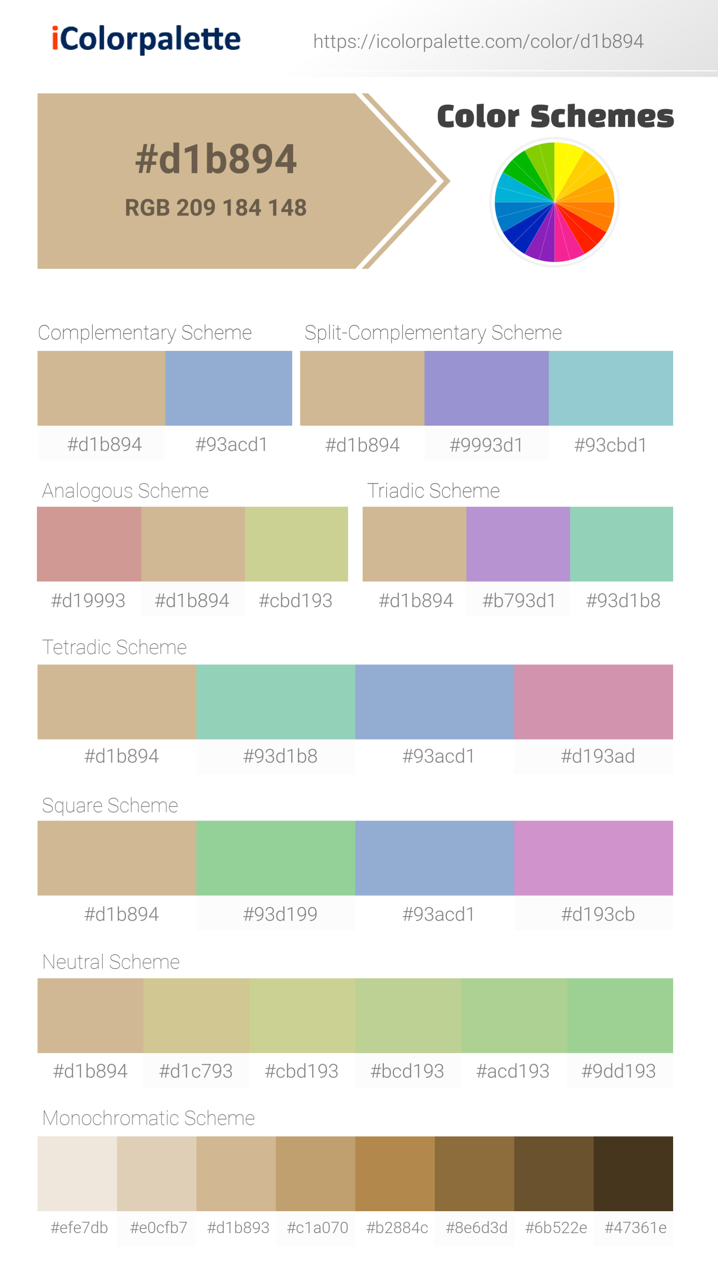 #d1b894 Color Schemes Image