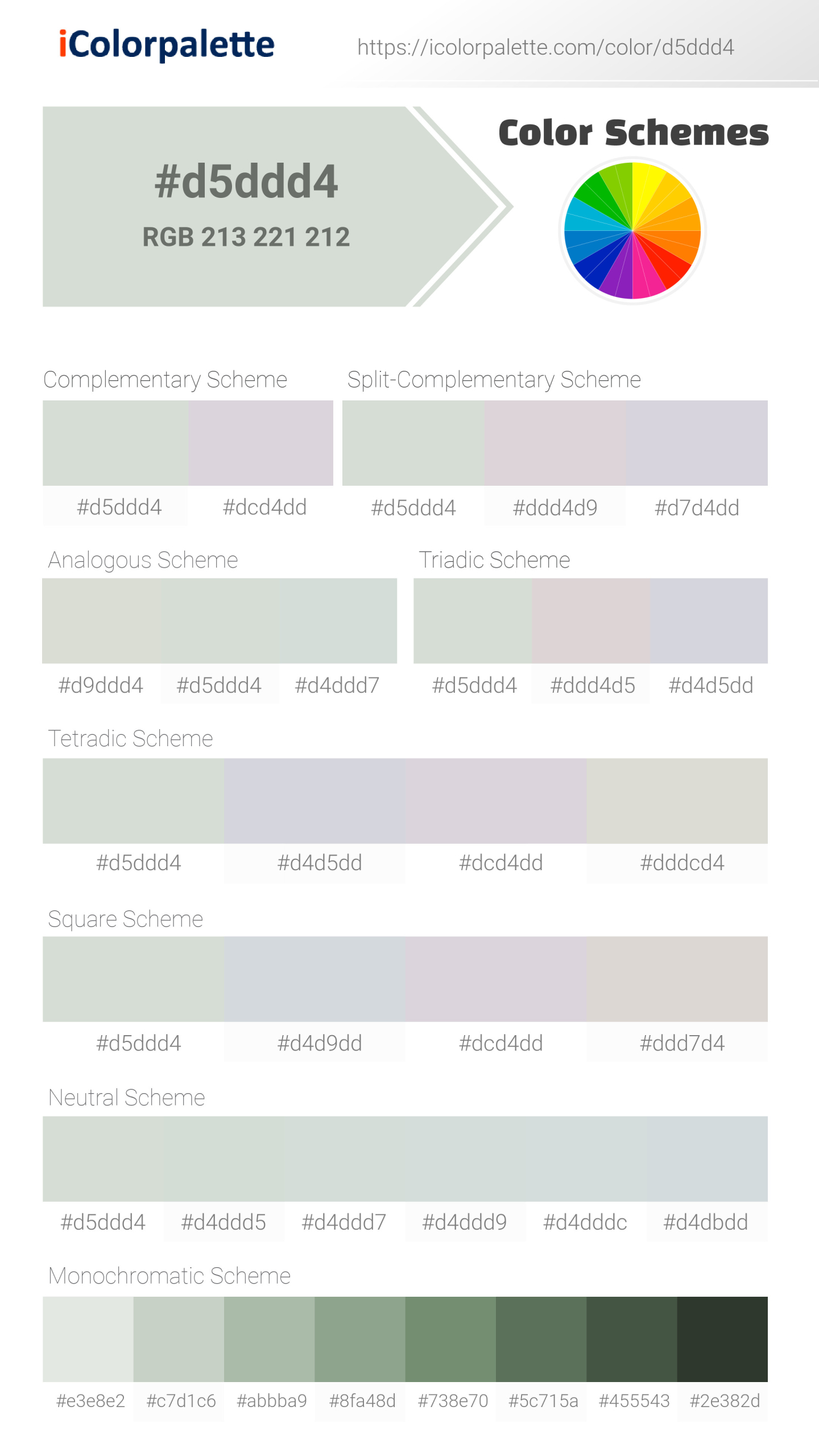 #d5ddd4 Color Schemes Image