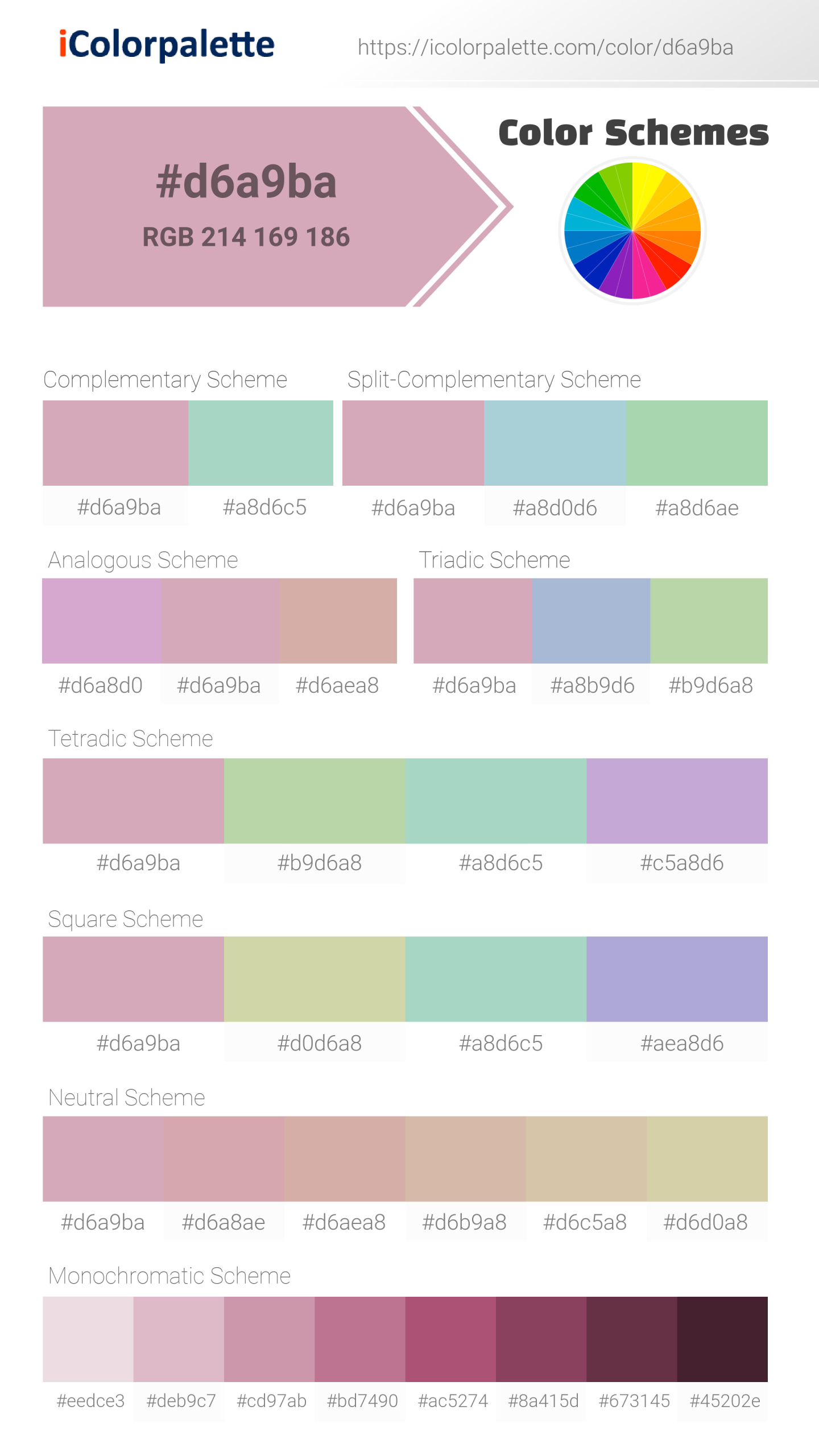 #d6a9ba Color Schemes Image