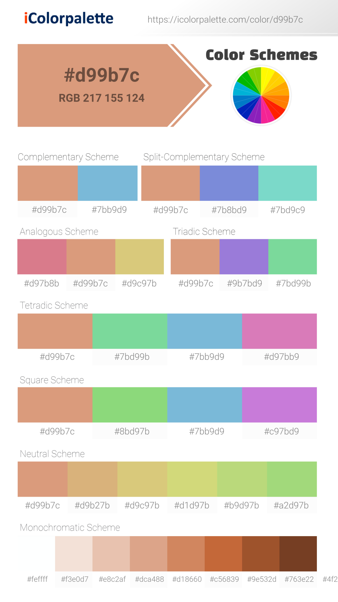 Pantone 15-1327 Tcx Peach Bloom Color | Hex color Code #d99b7c ...