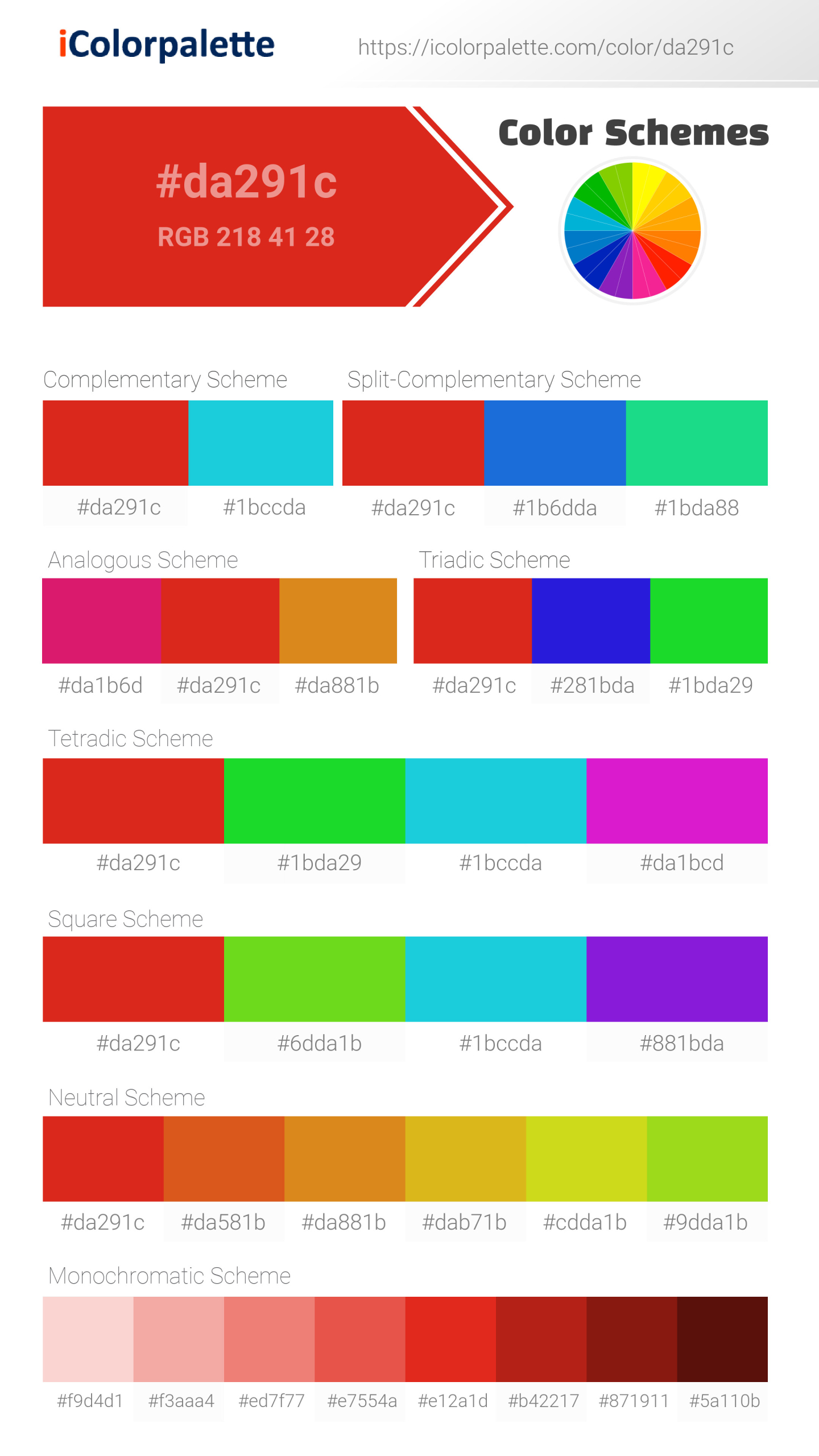 #da291c Color Schemes Image