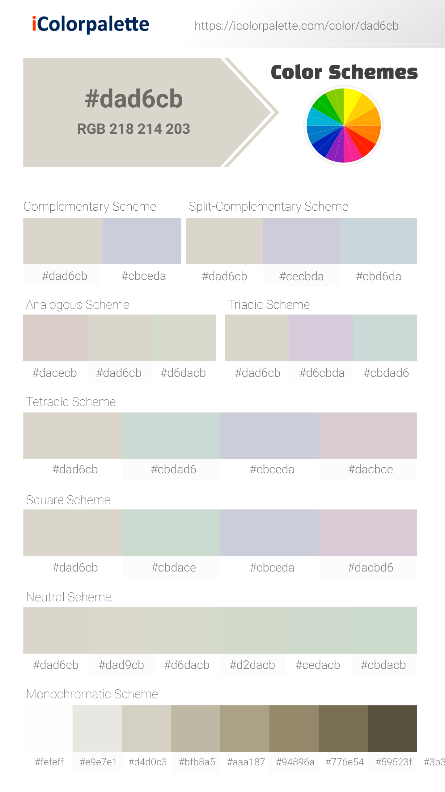 #dad6cb Color Schemes Image