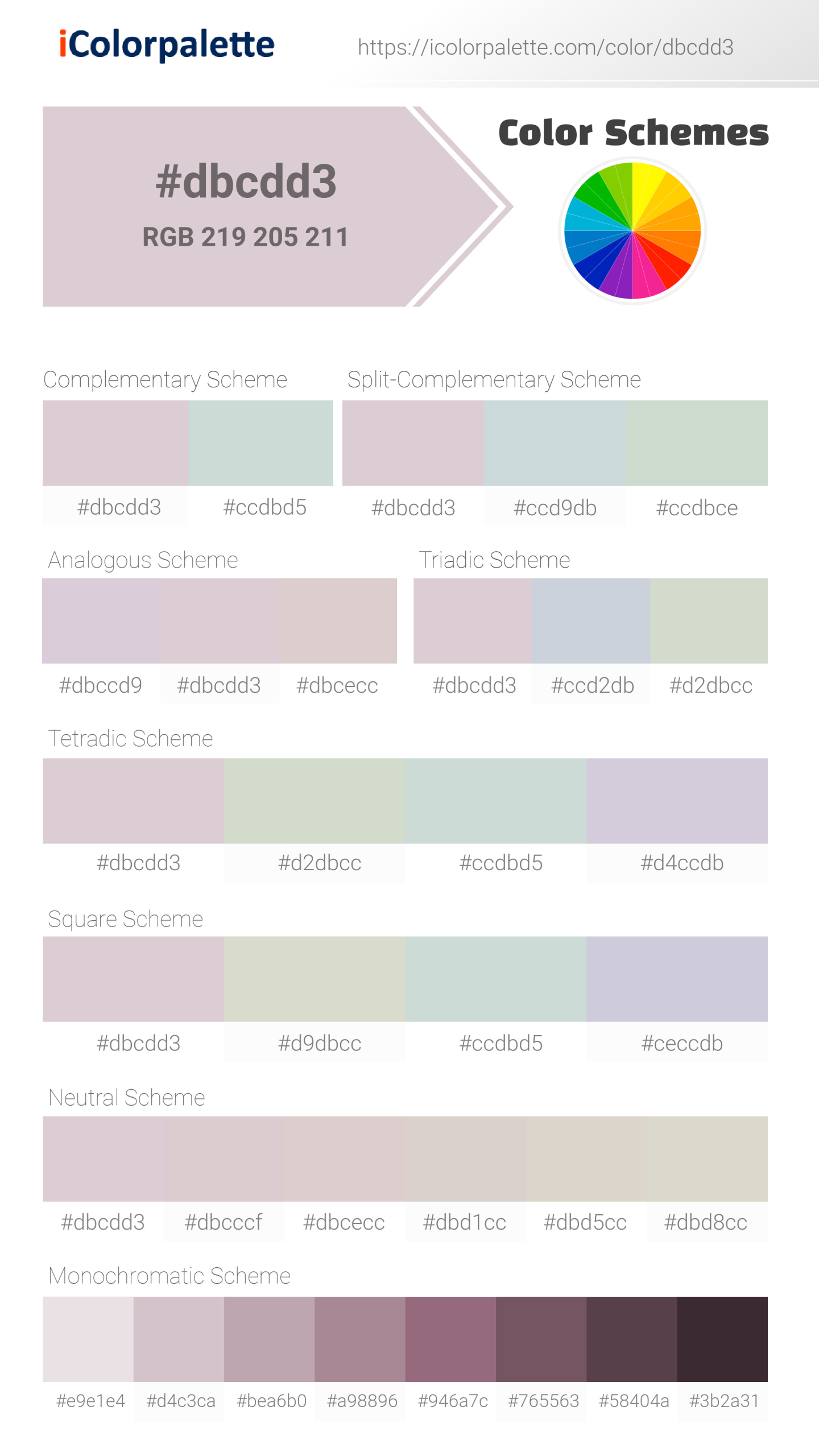 #dbcdd3 Color Schemes Image