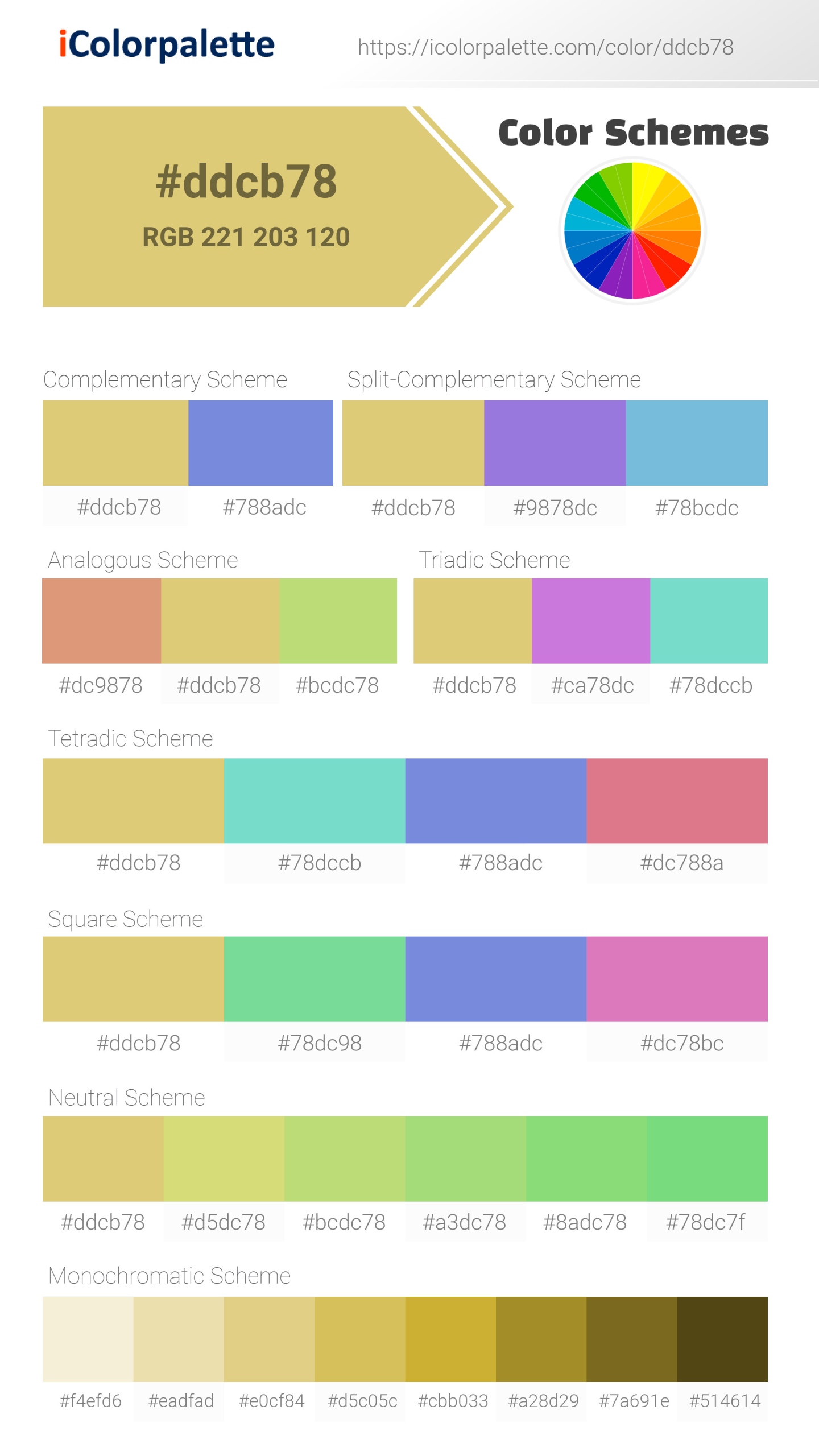 #ddcb78 Color Schemes Image