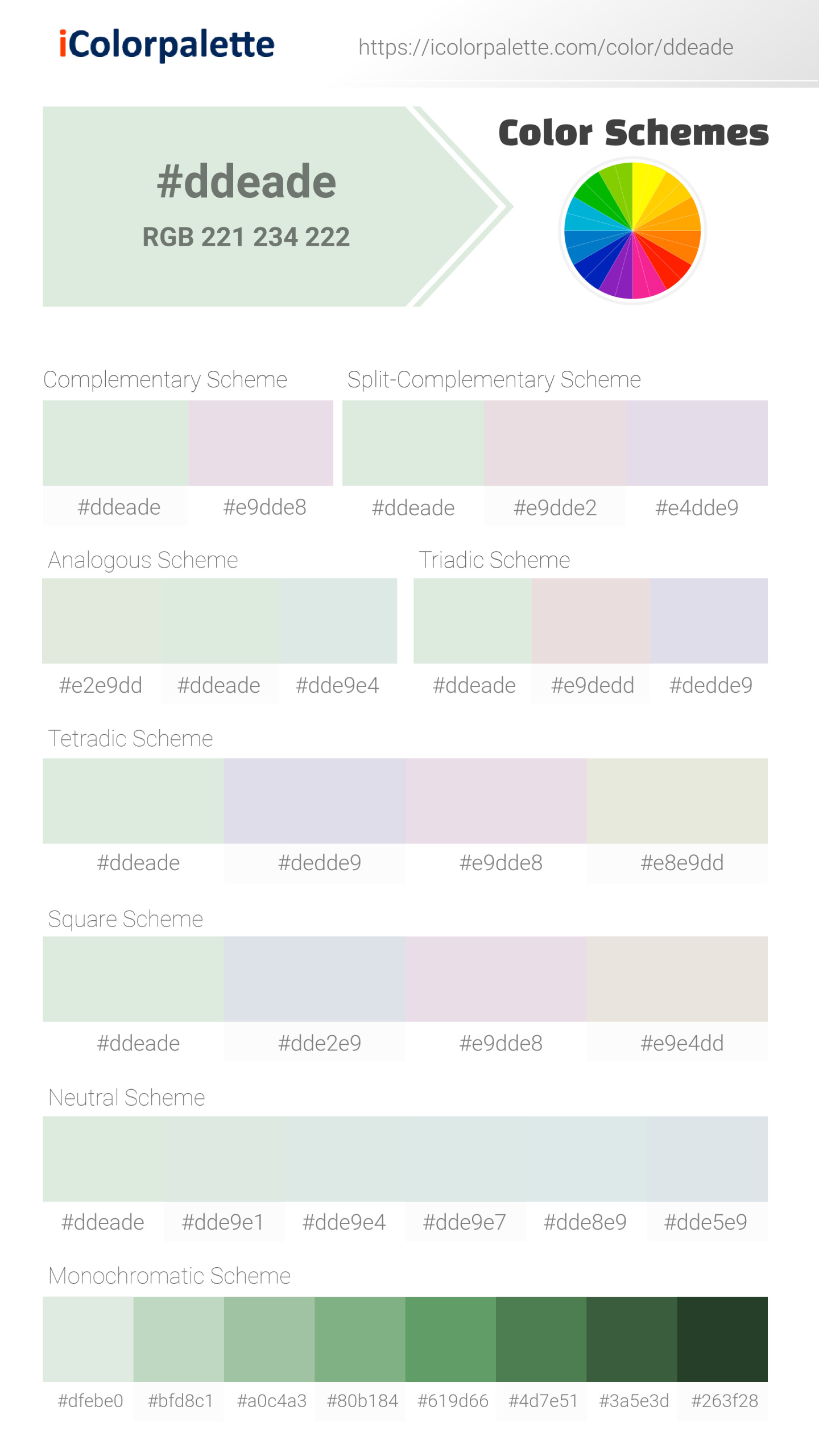 #ddeade Color Schemes Image