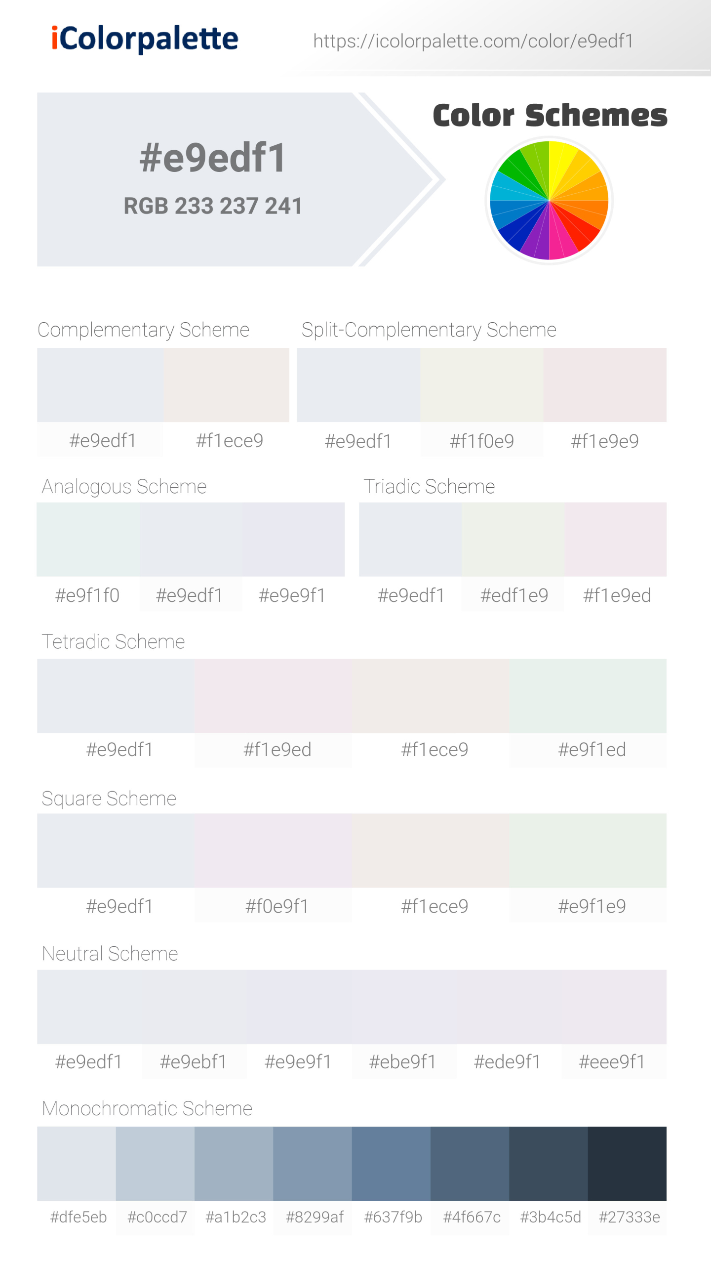 #e9edf1 Color Schemes Image