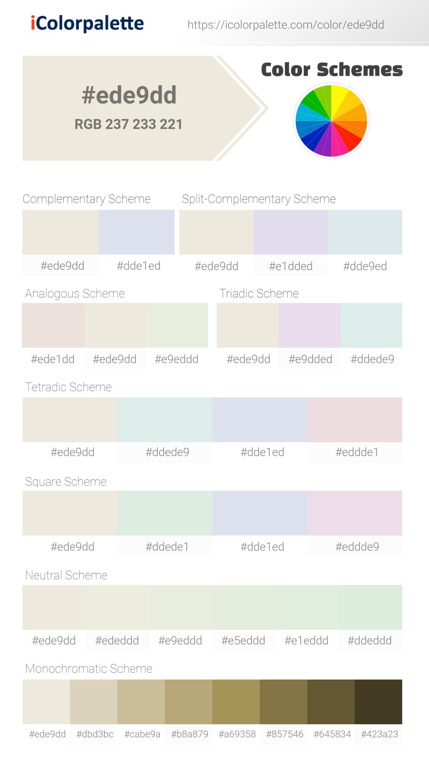 #ede9dd Color Schemes Image