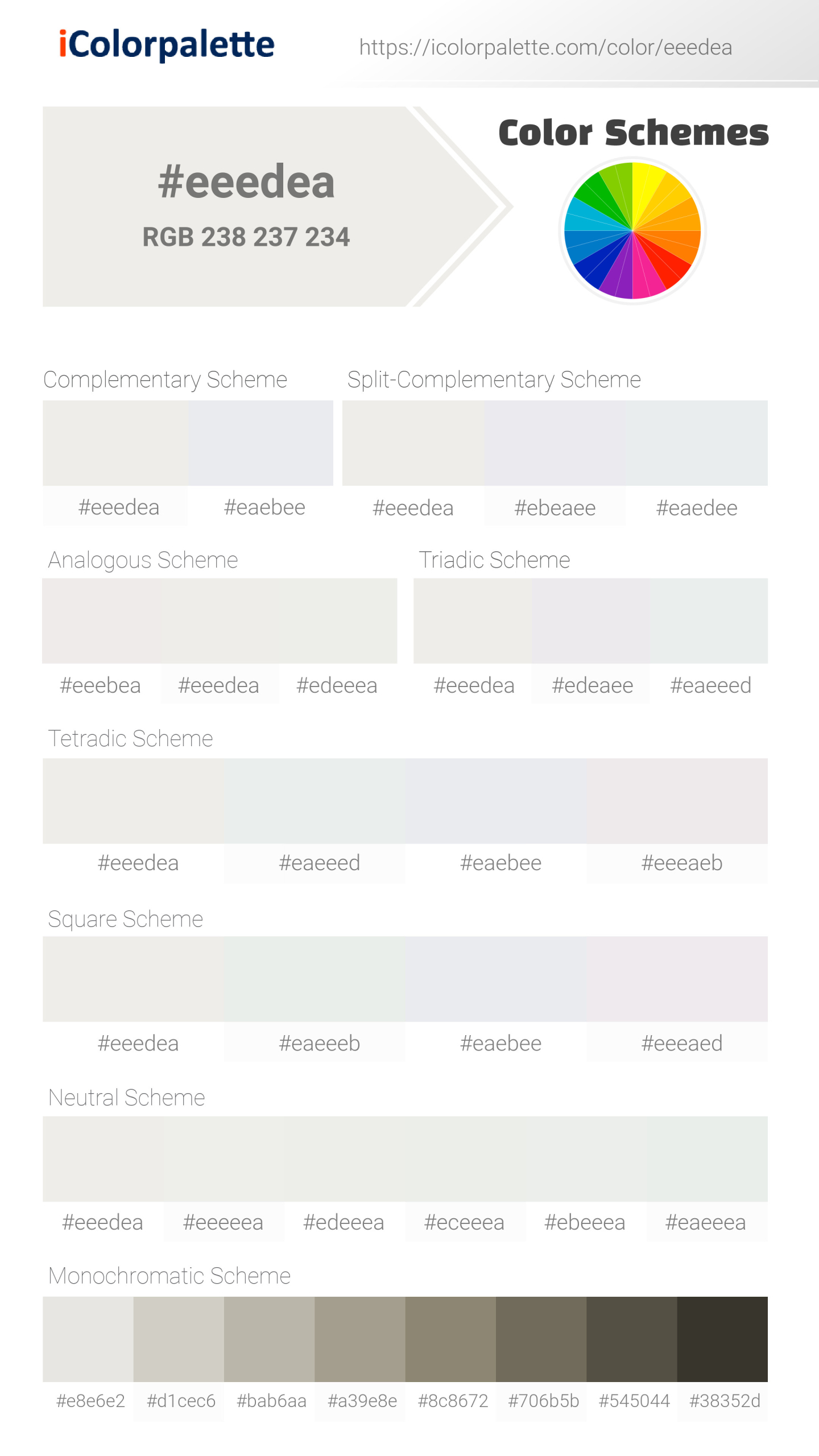 #eeedea Color Schemes Image