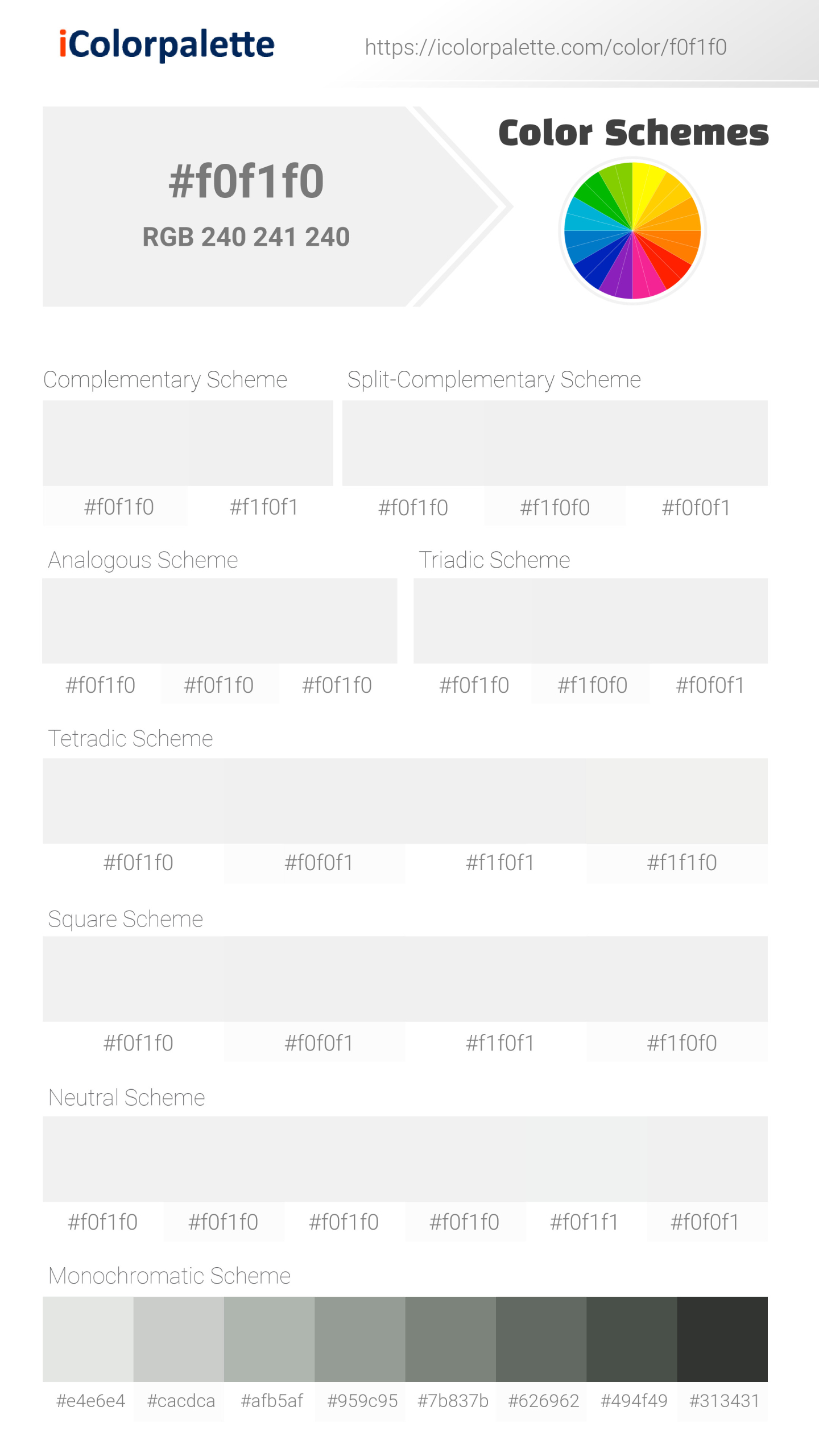 #f0f1f0 Color Schemes Image