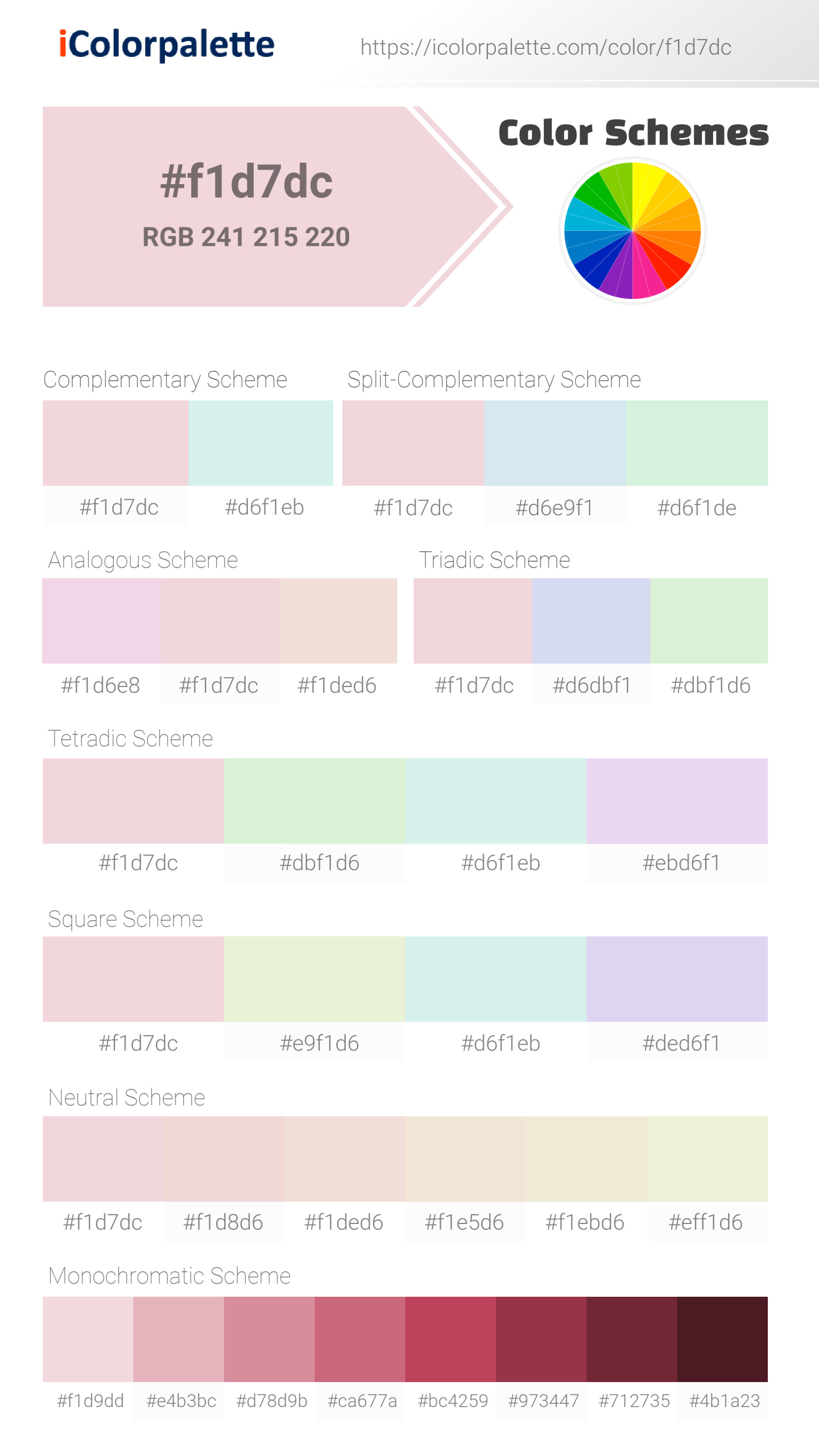 #f1d7dc Color Schemes Image