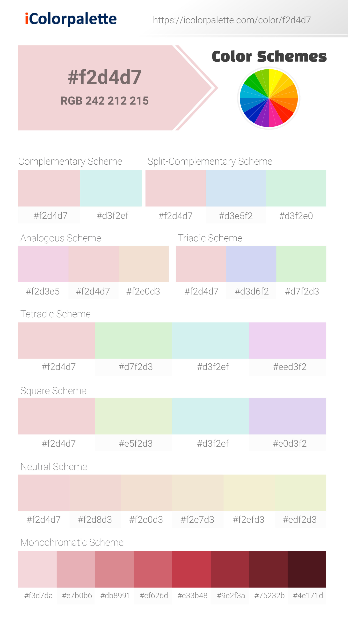 #f2d4d7 Color Schemes Image