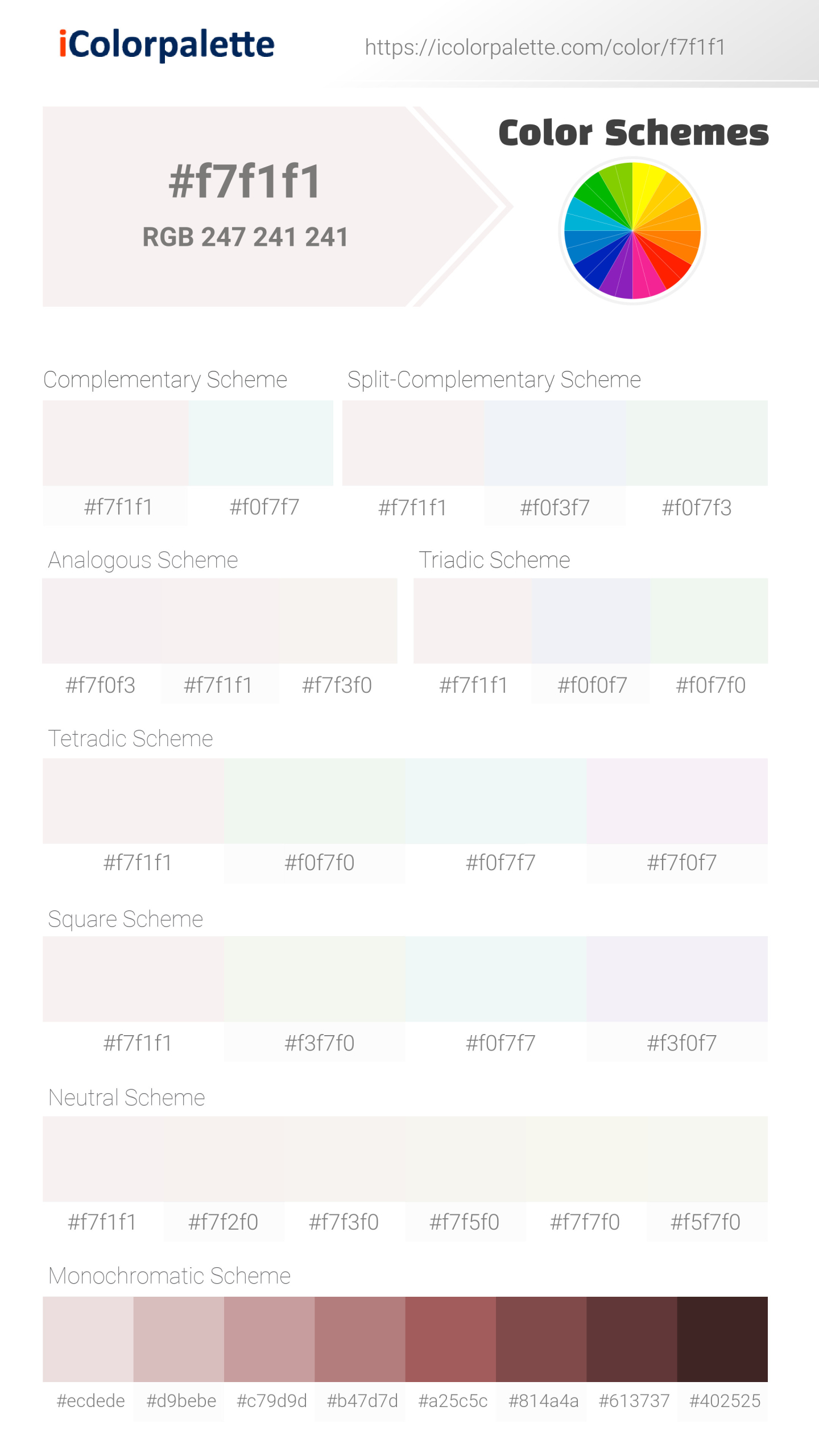 #f7f1f1 Color Schemes Image