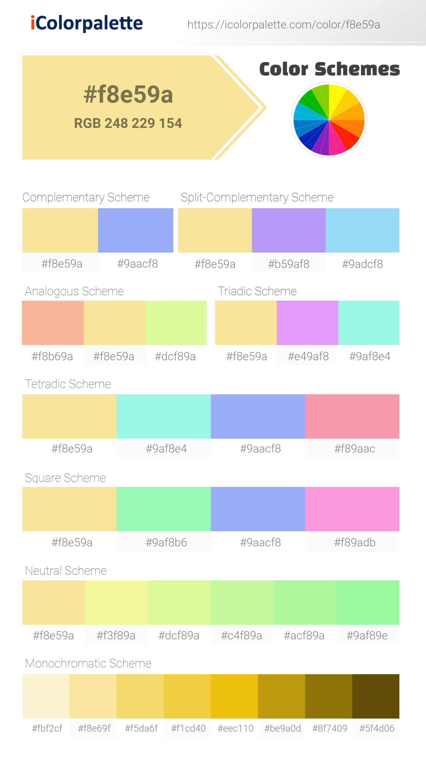 #f8e59a Color Schemes Image