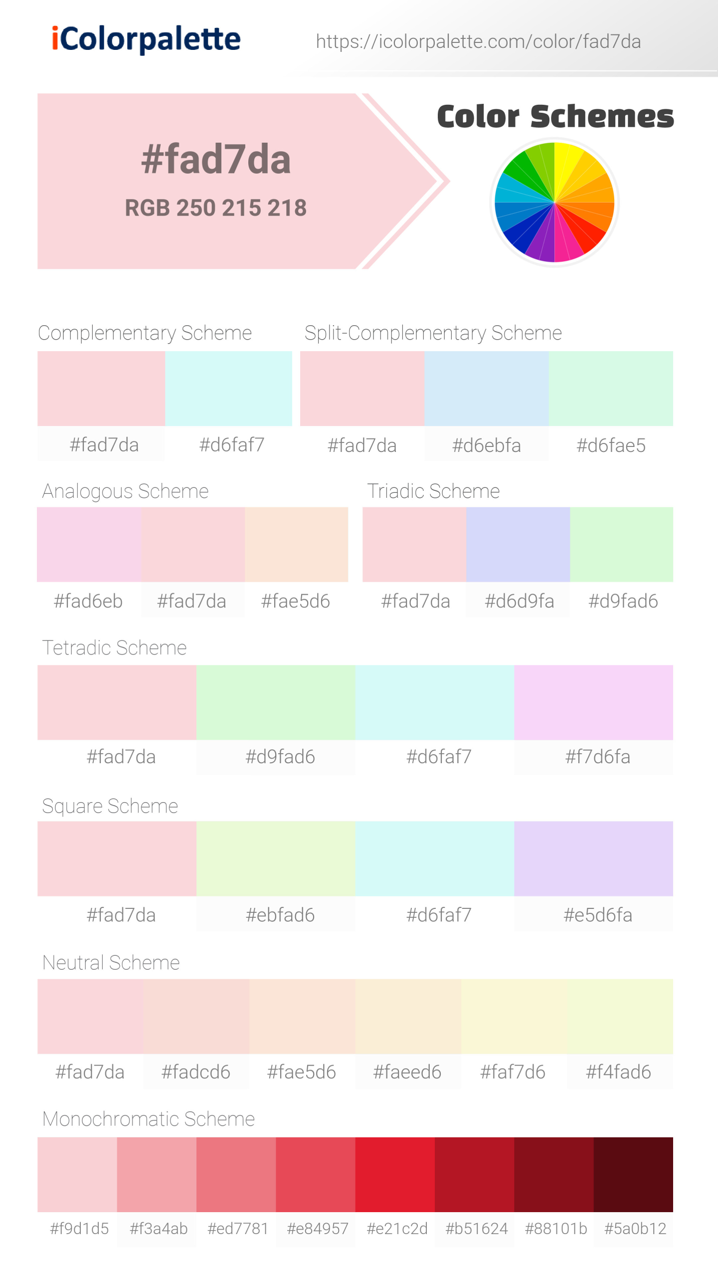 #fad7da Color Schemes Image