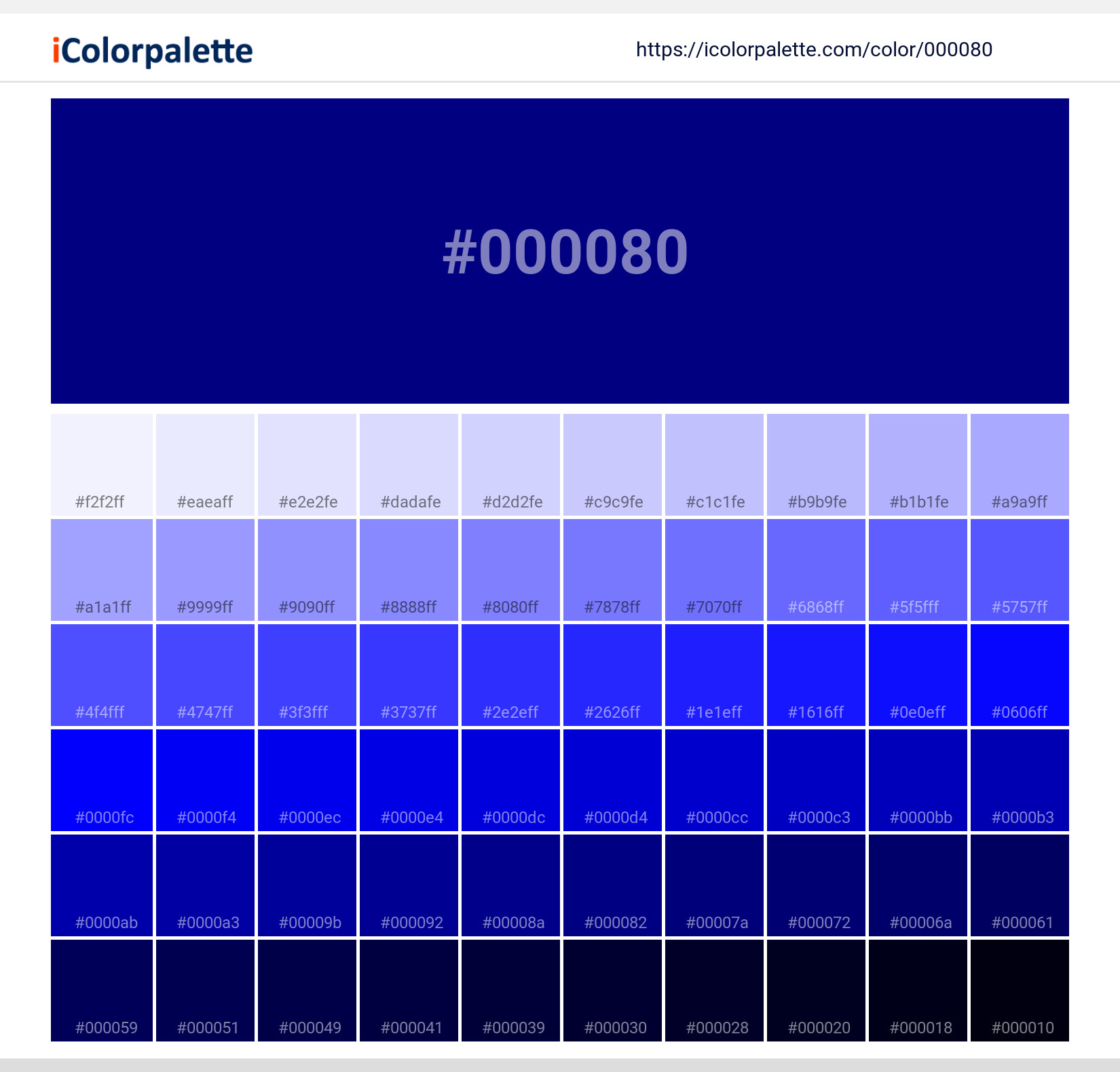 000080 Color Shades 