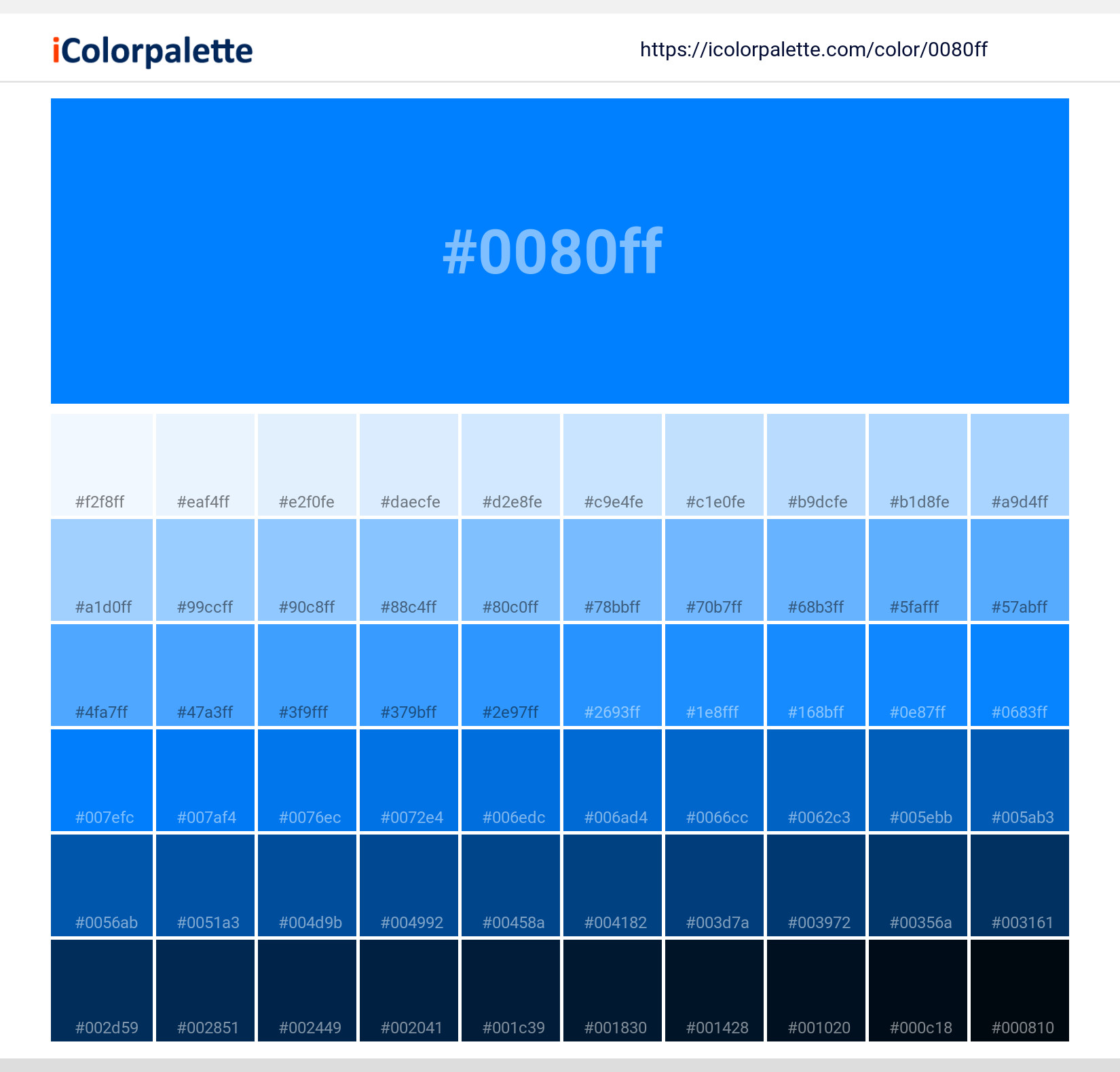 Brescian Blue Color, 0080ff information, Hsl, Rgb