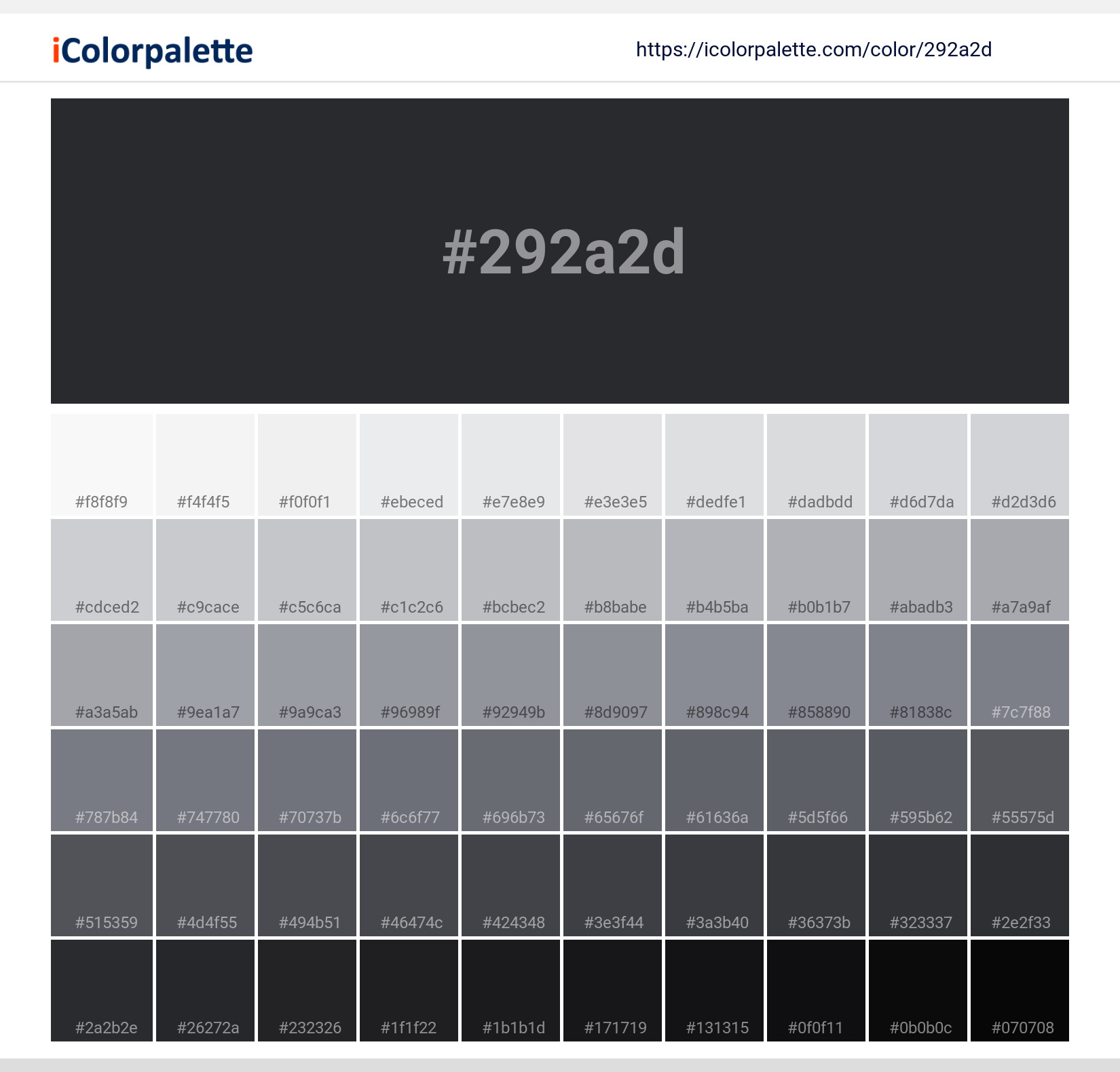 Pantone 19-4006 Tcx Caviar Color | Hex color Code #292A2D information ...