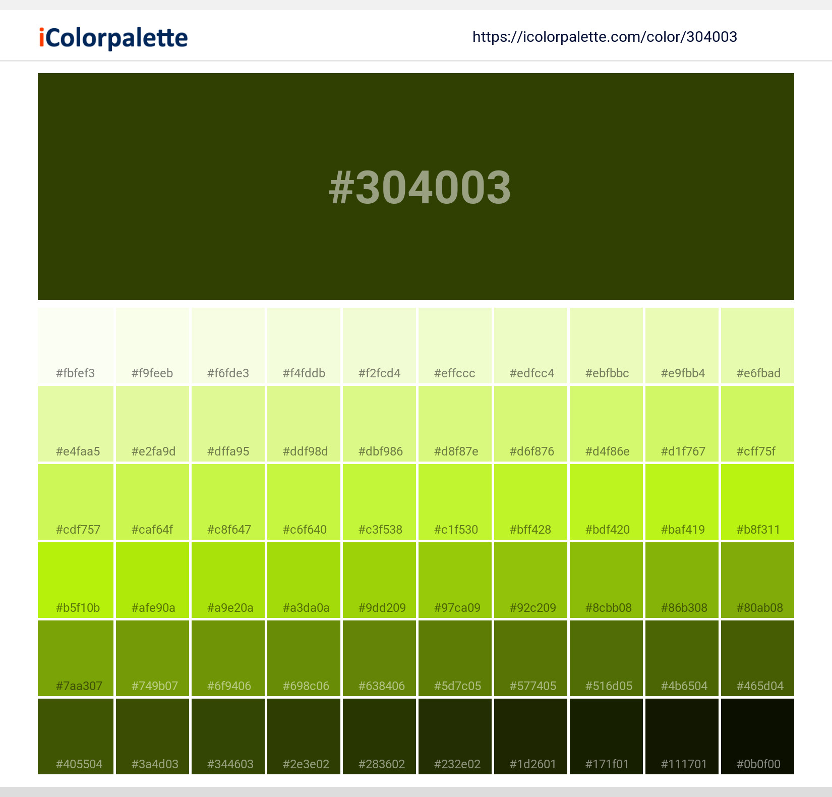 Dark Olive ( similar ) Color | 304003 information | Hsl | Rgb | Pantone