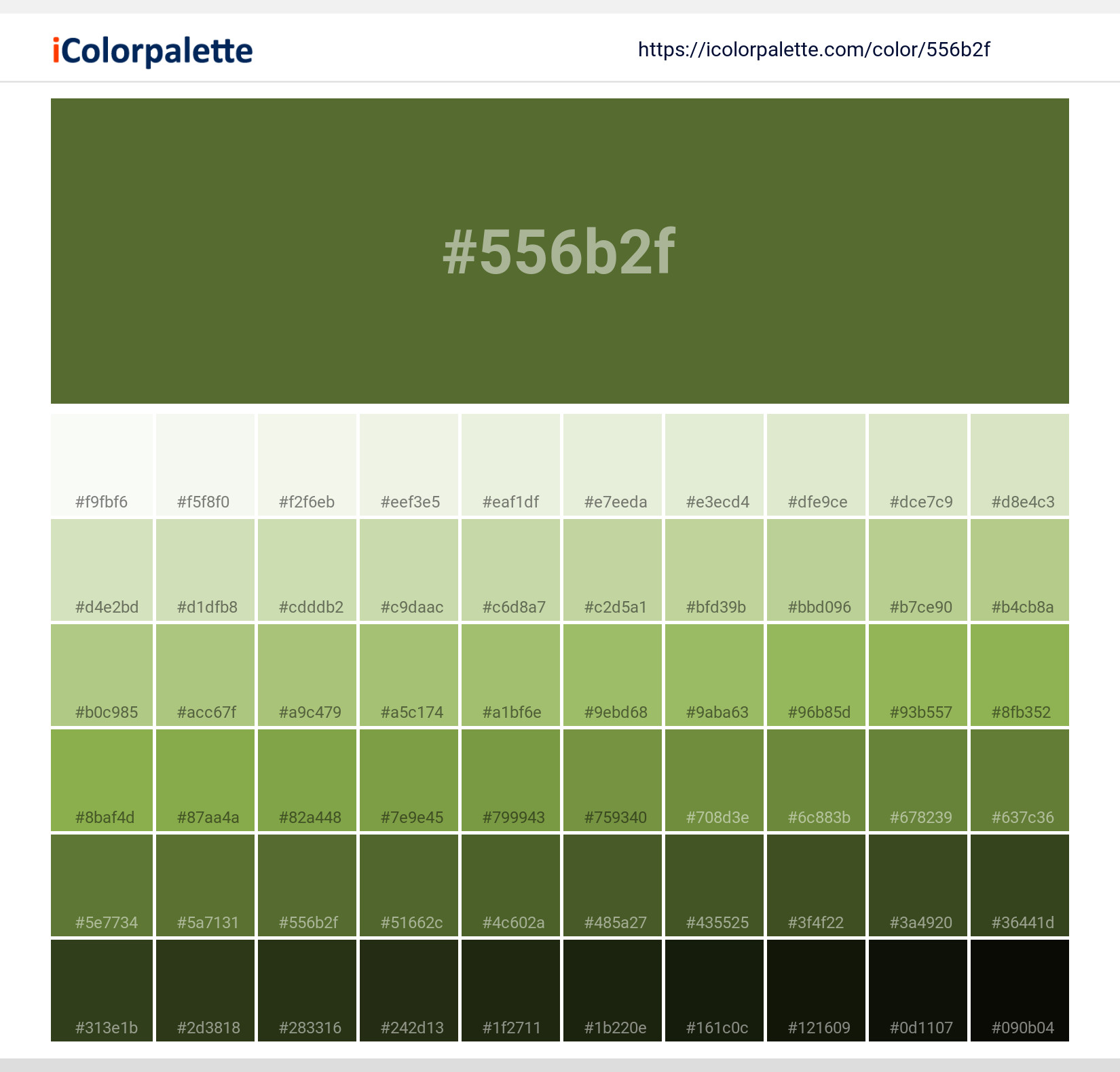 556b2f Color Shades 