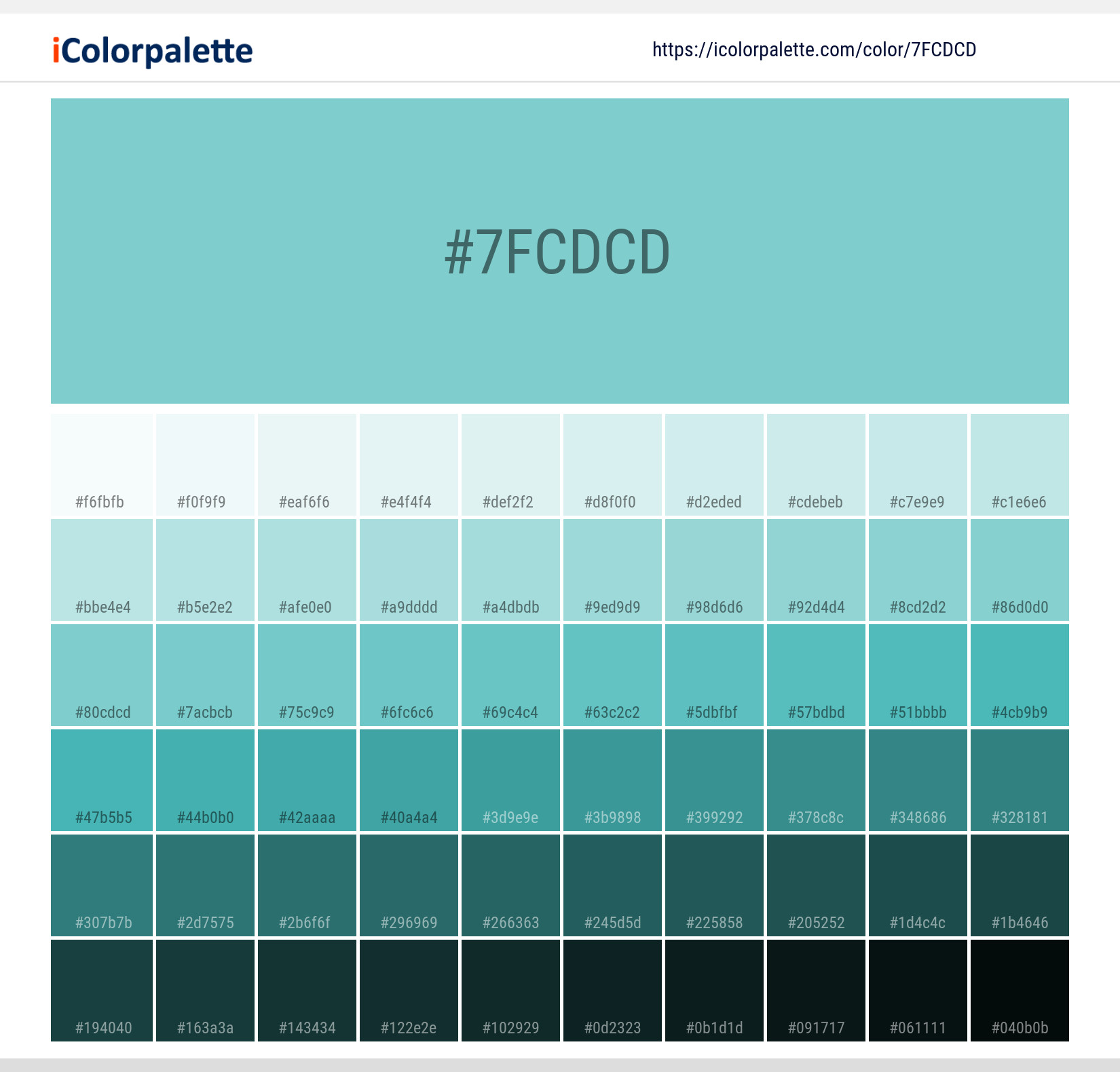 Pantone 14-4811 Tpx Aqua Sky Color | Hex color Code #7FCDCD information ...