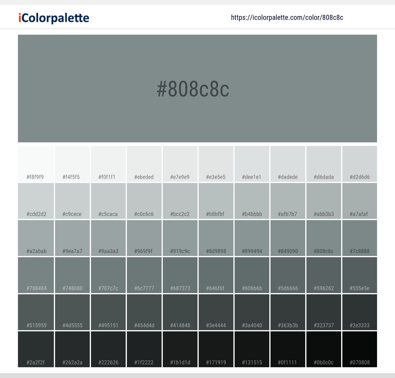 Gunmetal Grey Shades Color Palette  Grey color palette, Grey color scheme,  Color schemes