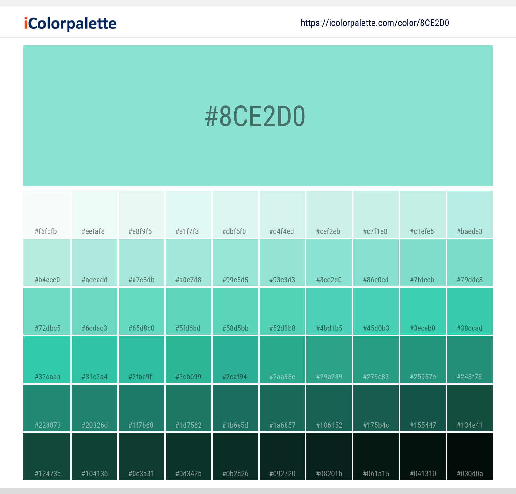 Pantone 332 C Color | Hex color Code #8CE2D0 information | Hsl | Rgb ...