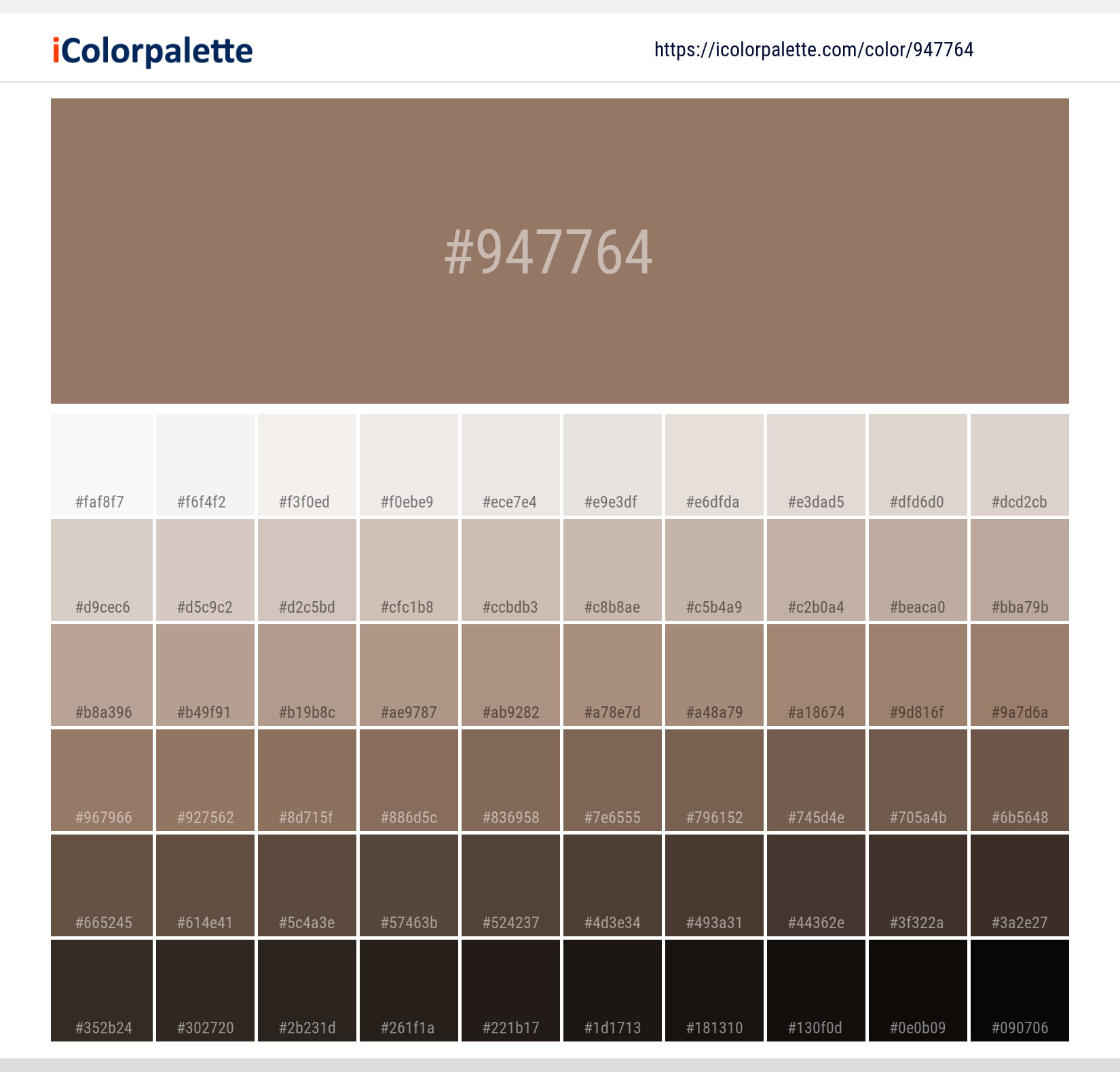Pantone 17-1321 Tcx Woodsmoke Color | Hex color Code #947764 ...
