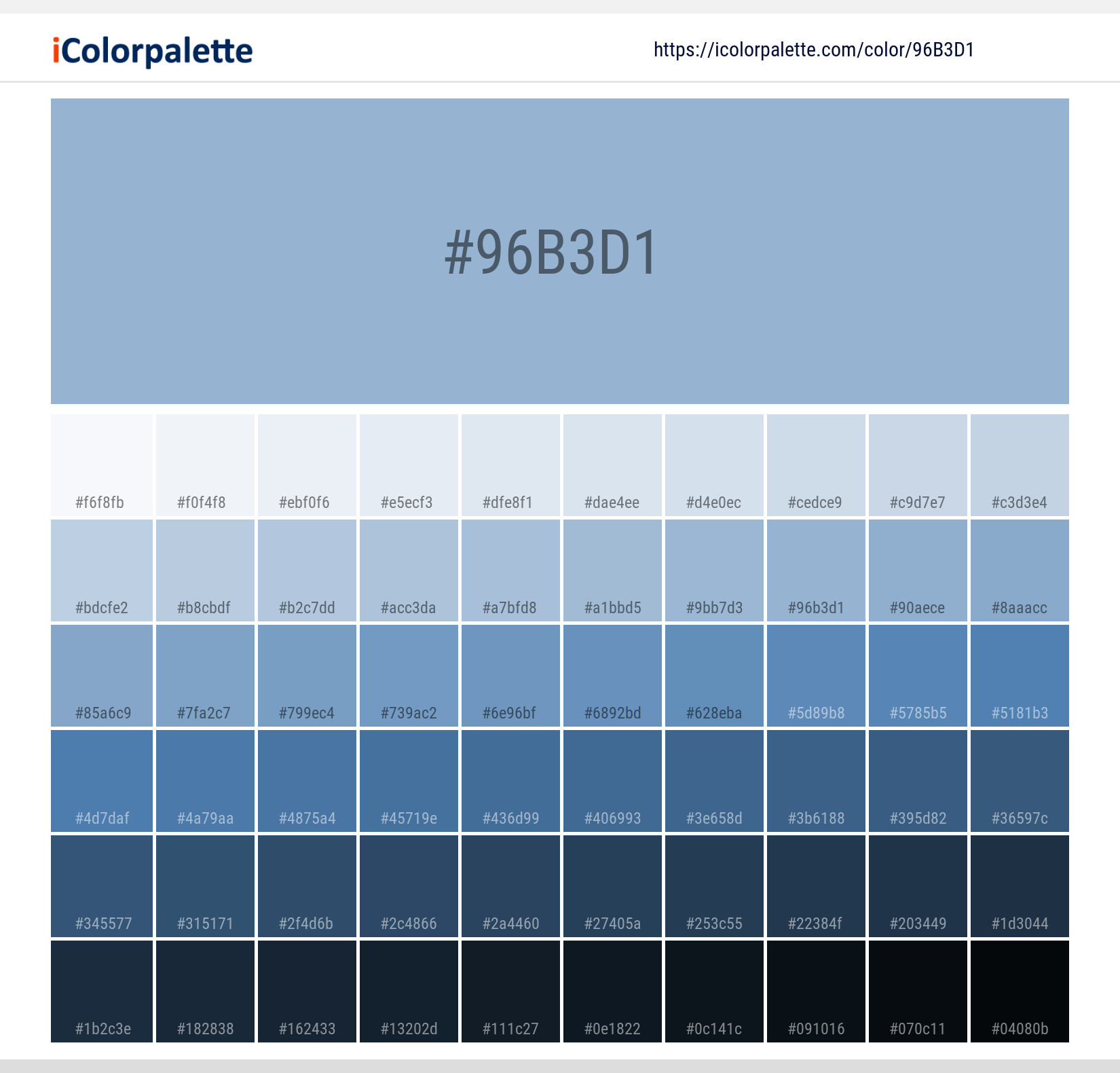 Pantone 14 4214 Tpx Powder Blue Color Hex Color Code 96b3d1