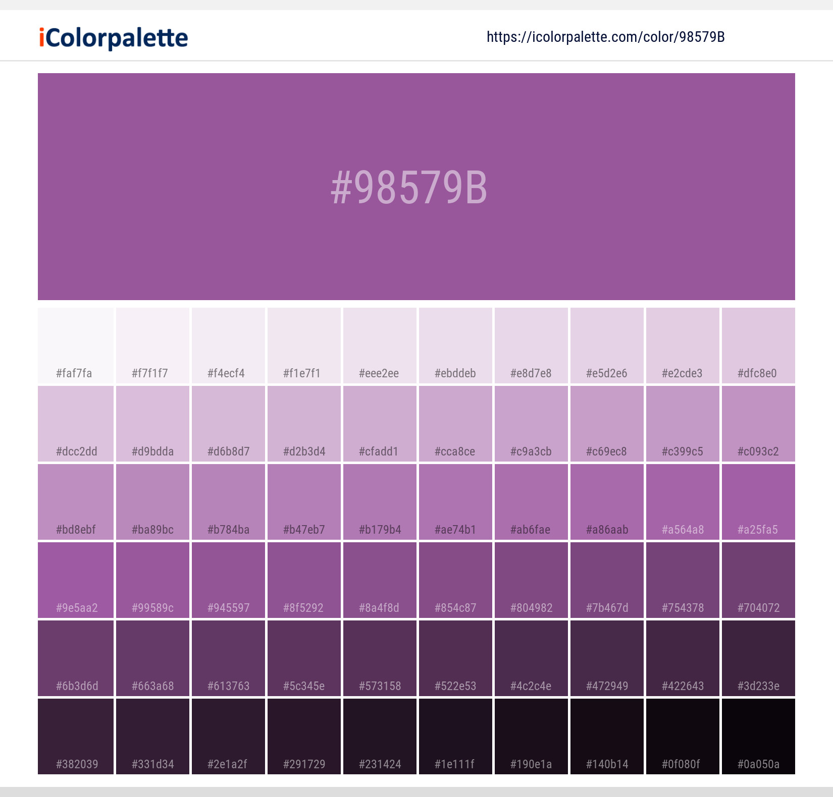 Vicious Violet ( similar ) Color | 98579b information | Hsl | Rgb 