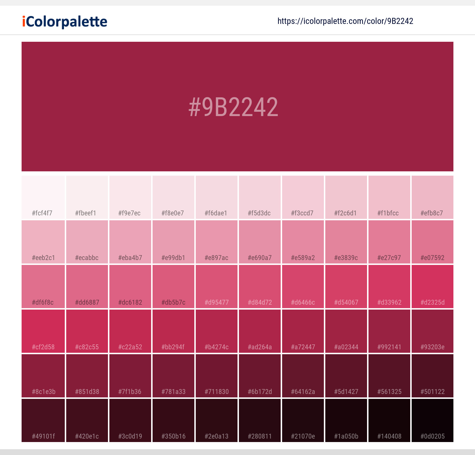 Pantone 7420 C Color | Hex color Code #9b2242 information | Hsl | Rgb ...