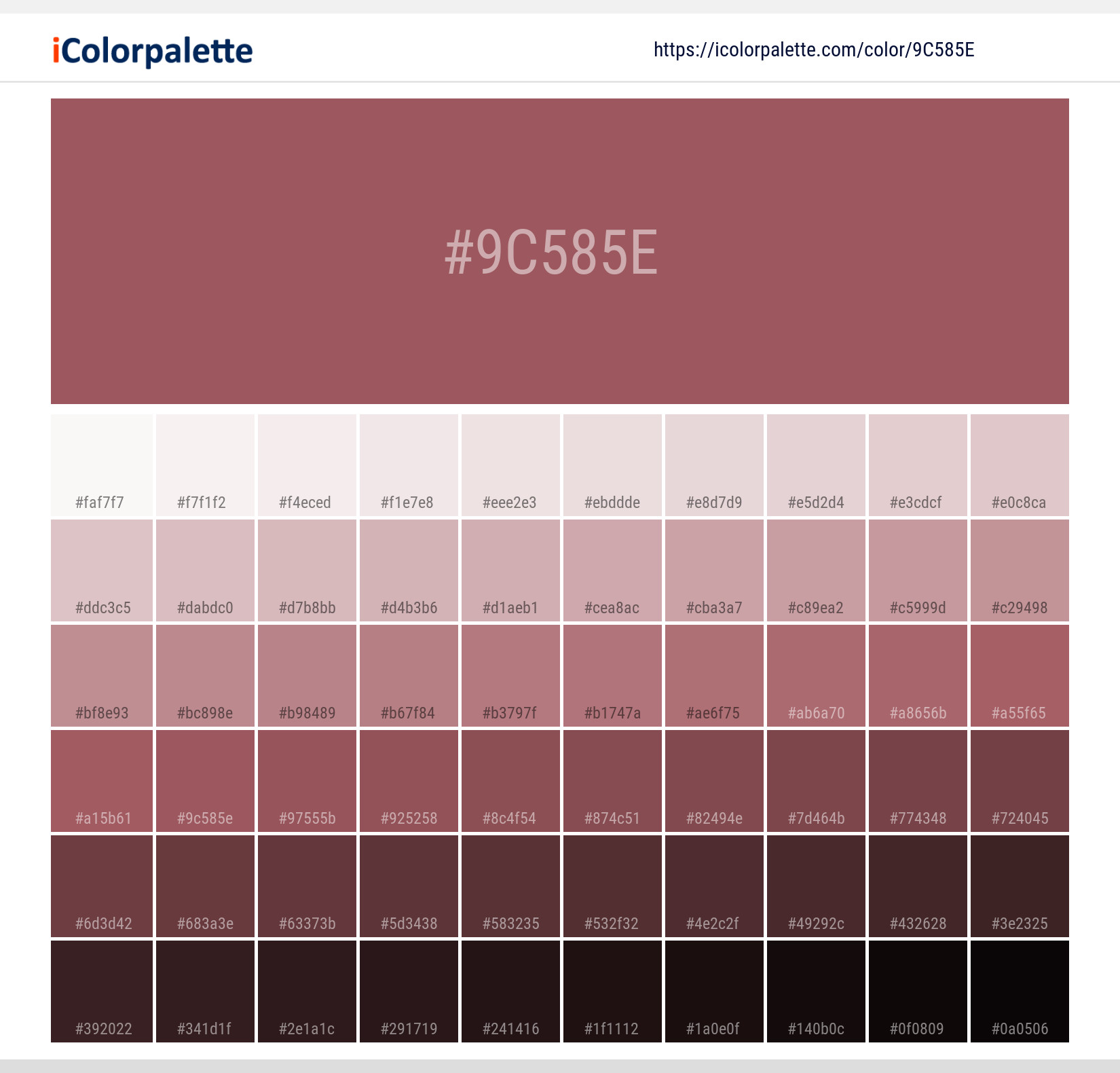 Pantone 194 Up Color Hex Color Code 9c585e Information Hsl Rgb Pantone