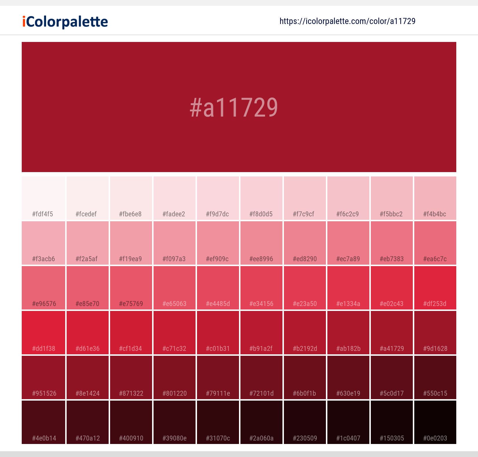 Pantone / PMS 19-1758 TCX / Haute Red / #a11729 Esquema de código de cores  Hex, Paletes e Tintas