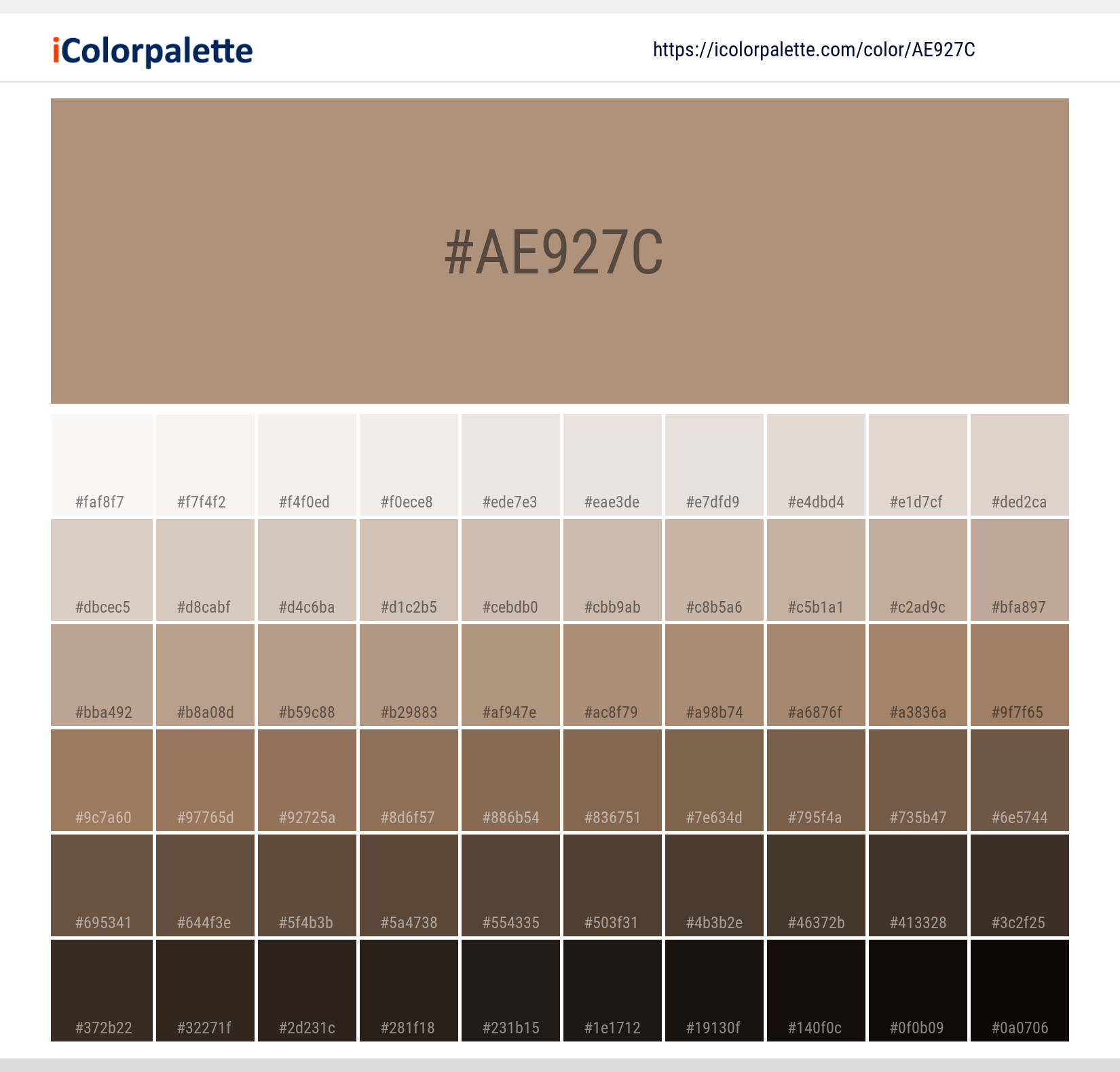 Pantone 16 1310 Tpx Natural Color Hex Color Code AE927C Information 