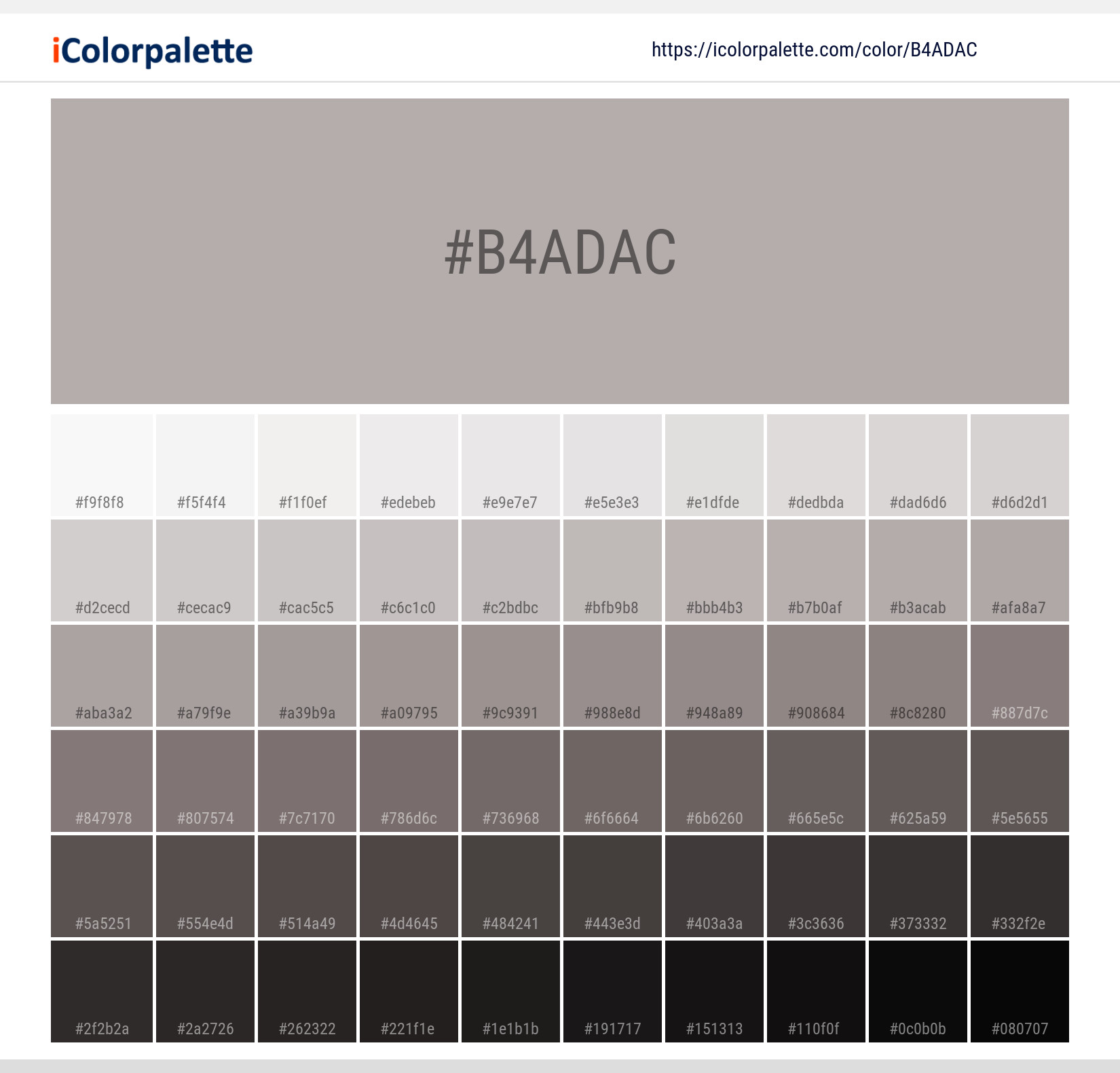 #b4adac Solid Color Image