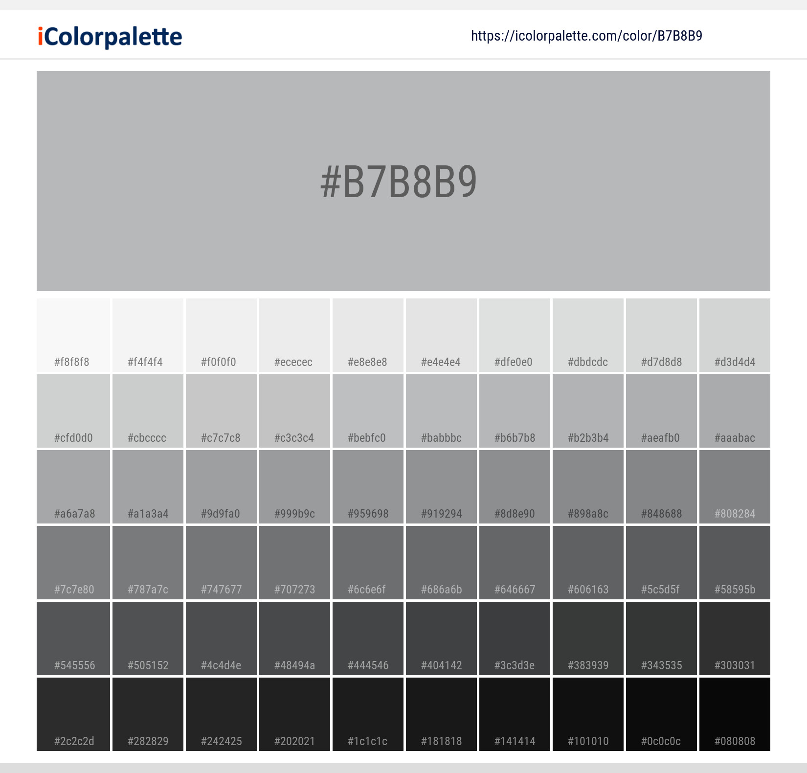 Pantone Cool Gray 4 U Color | Hex color Code #B7B8B9 information | Hsl ...
