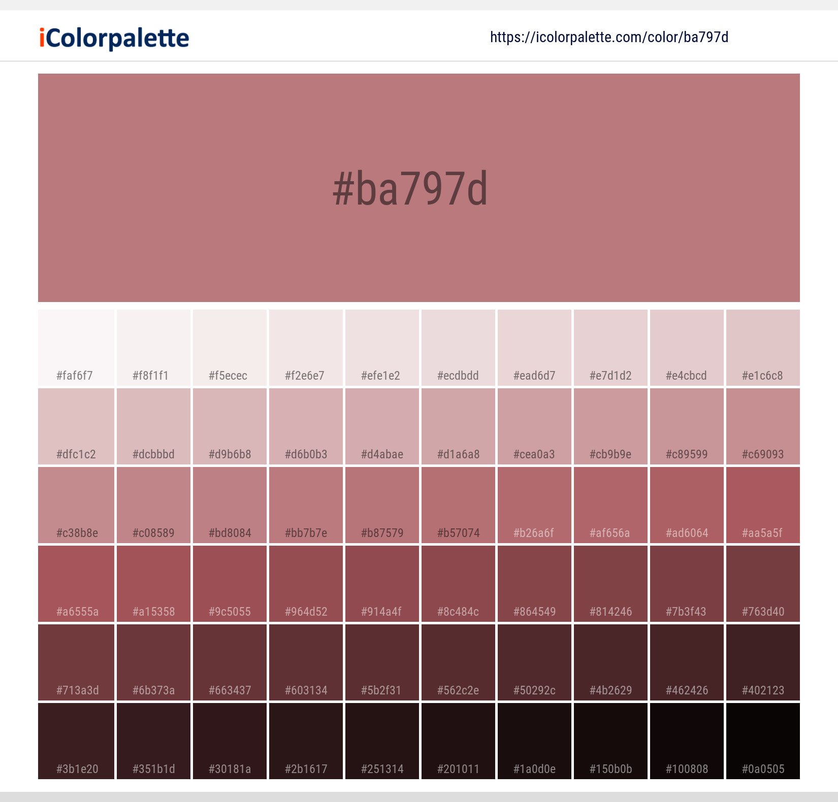 Dusty Rose Color Code is #ba797d