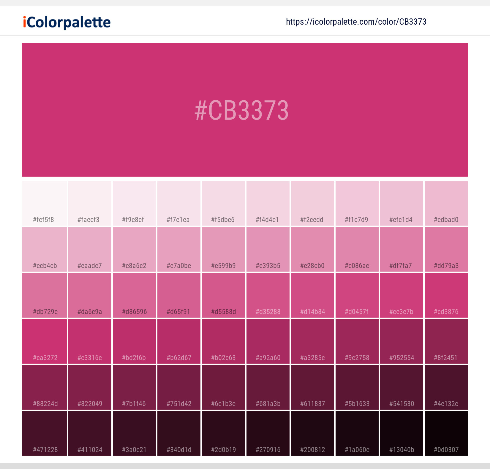 Hex Color #cb3373 information | Hsl | Rgb | Pantone