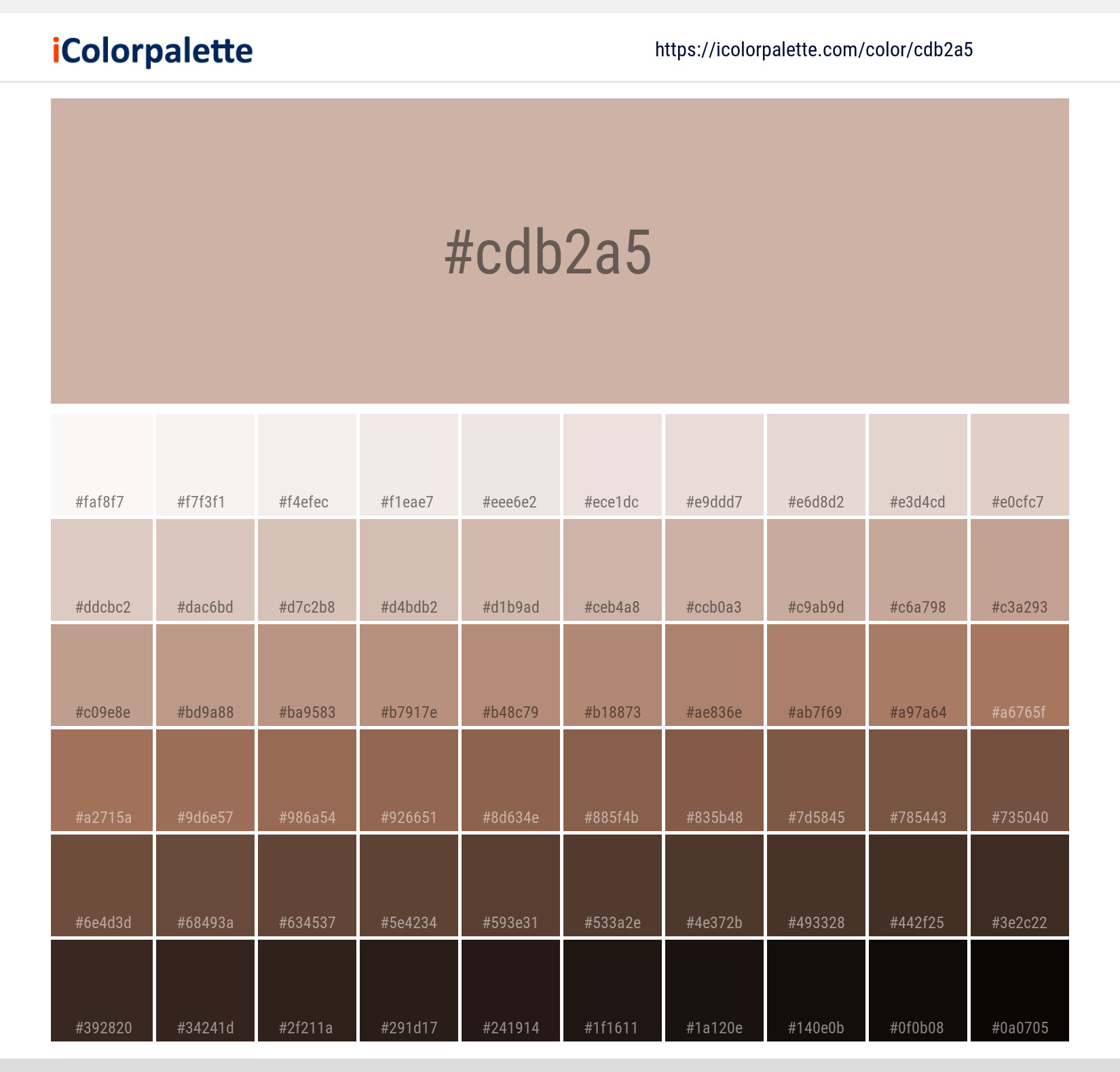 Pantone / PMS 14-1307 TCX / Rose Dust / #cdb2a5 Esquema de código de cores  Hex, Paletes e Tintas