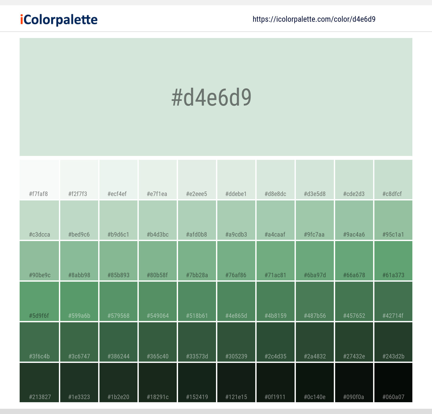 Light Green Wash Color, d4e6d9 information, Hsl, Rgb