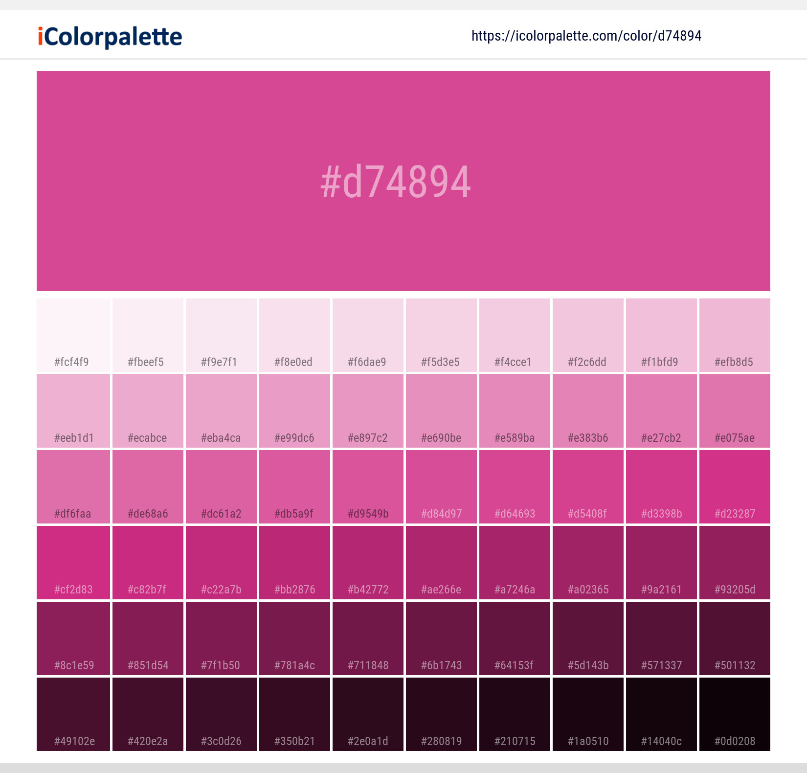 Kirby Color | d74894 information | Hsl | Rgb | Pantone