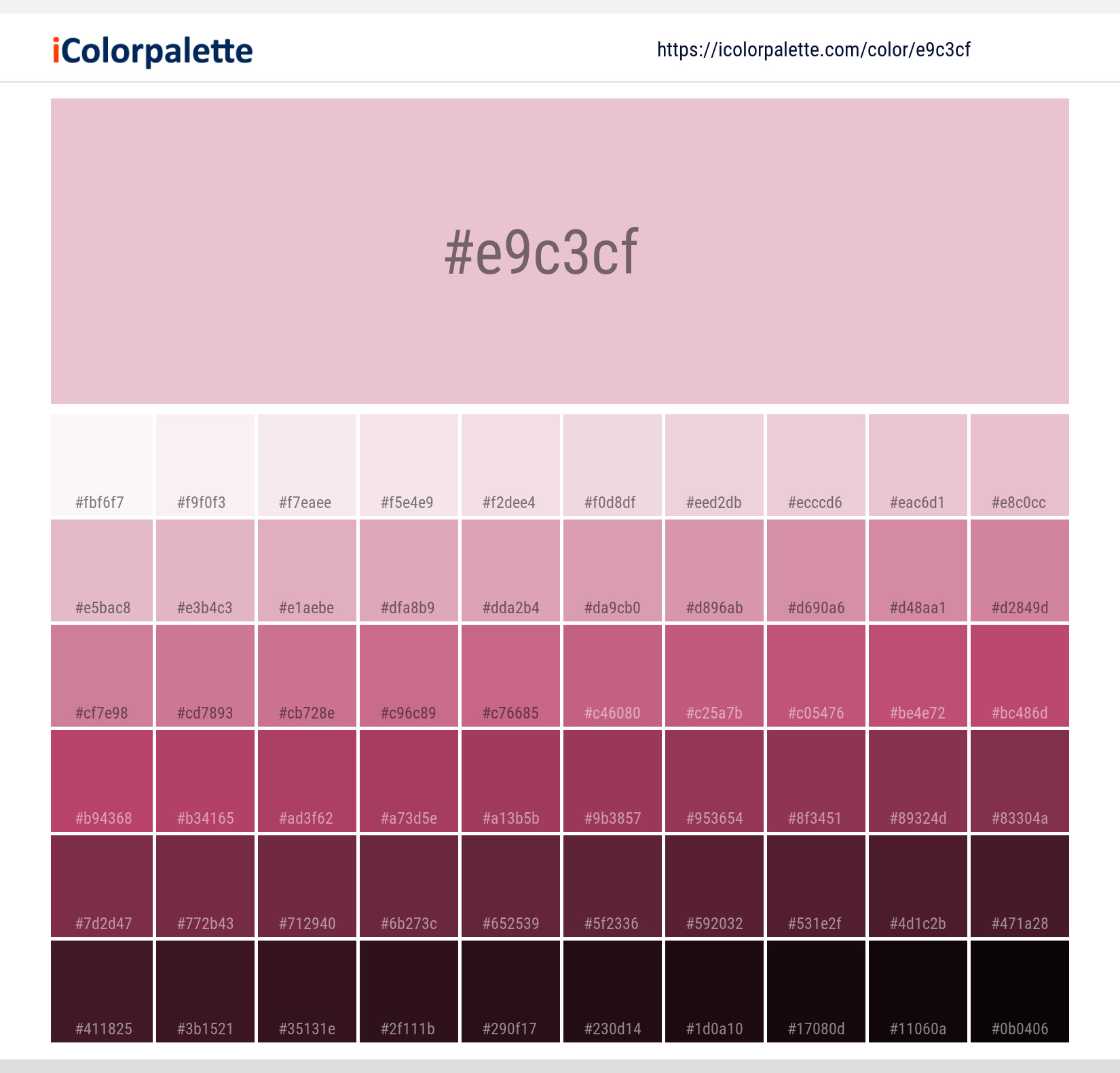 24 Shades of Pink Color Palette –